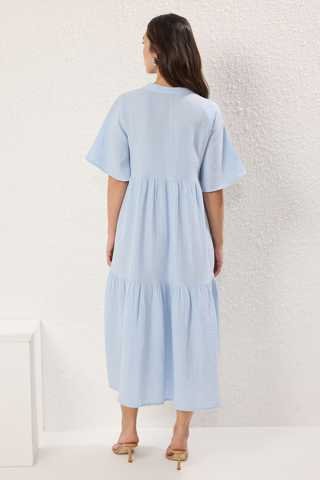 TRENDYOLMILLA Haki Muslin Genis Kesim Midi Dokuma Elbise TWOSS25EL00209  фото 4