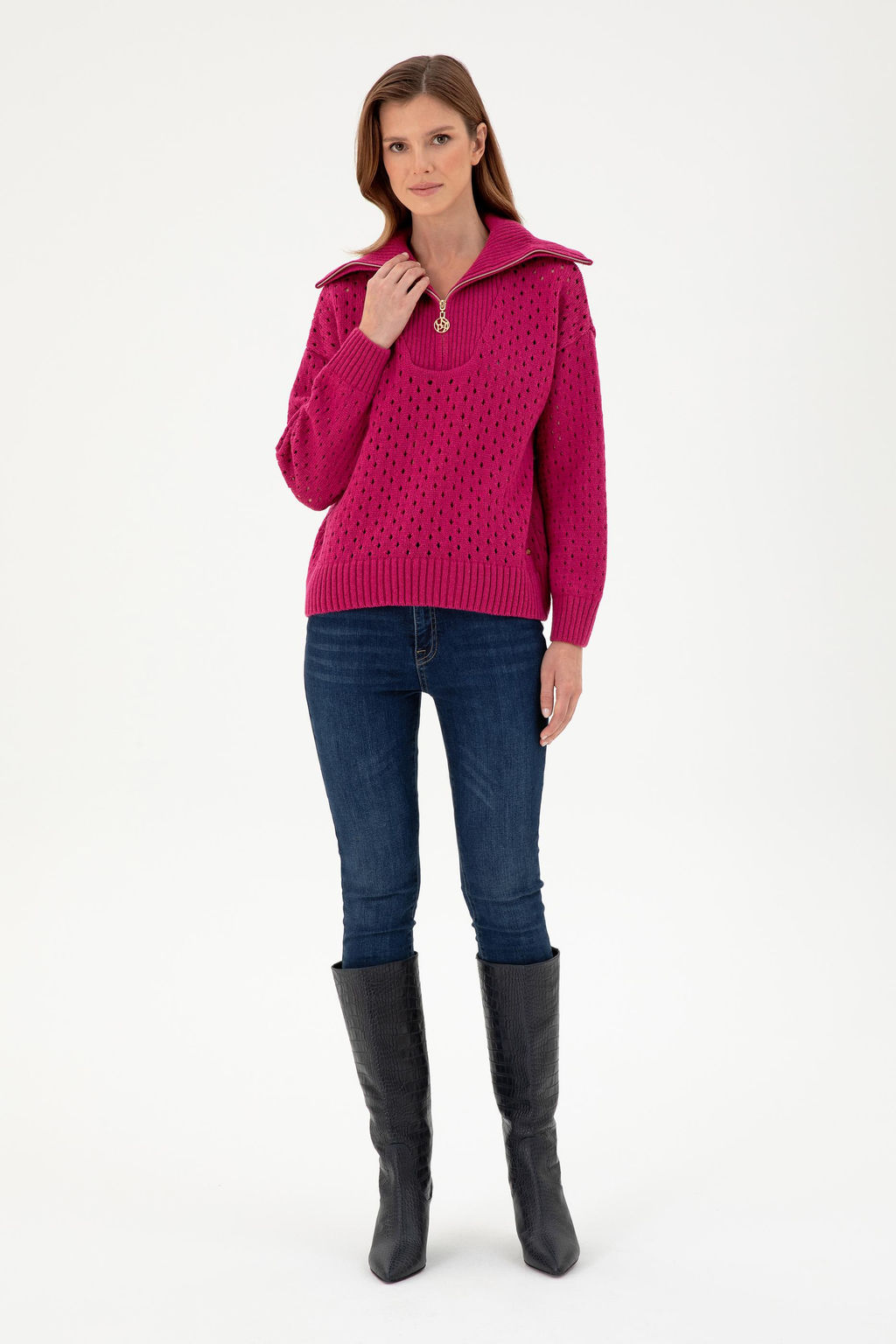 Женский свитер цвета фуксии Неожиданная скидка в корзине - U.s. polo assn фото 4