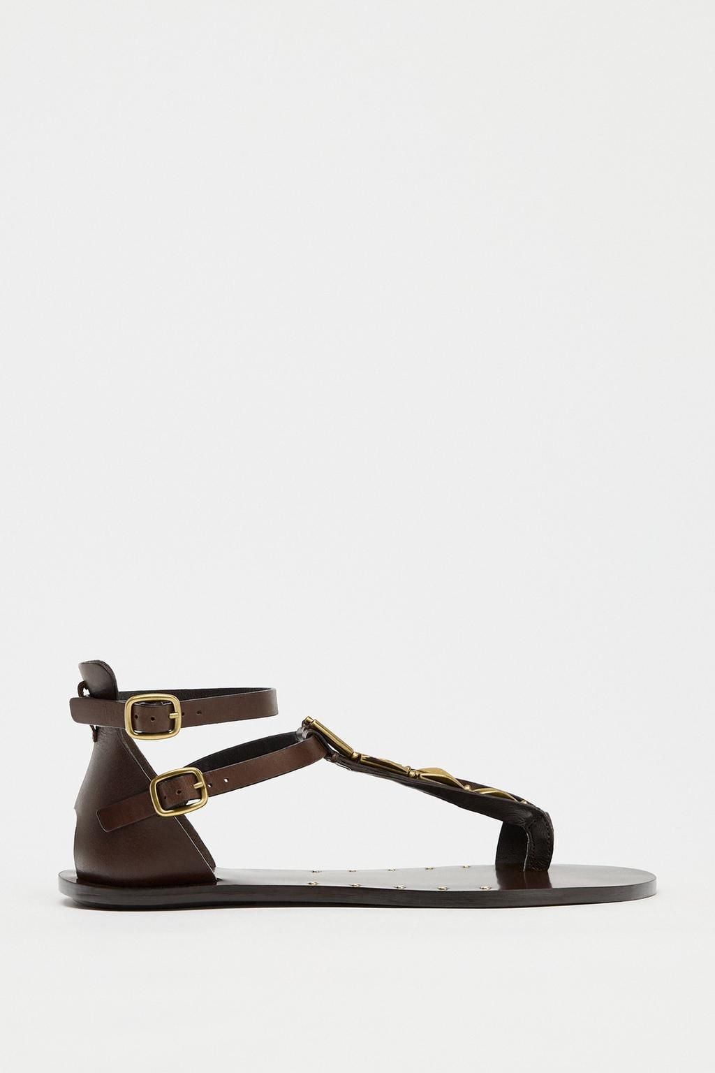 LEATHER SANDALS WITH ADORNMENT - Zara фото 4