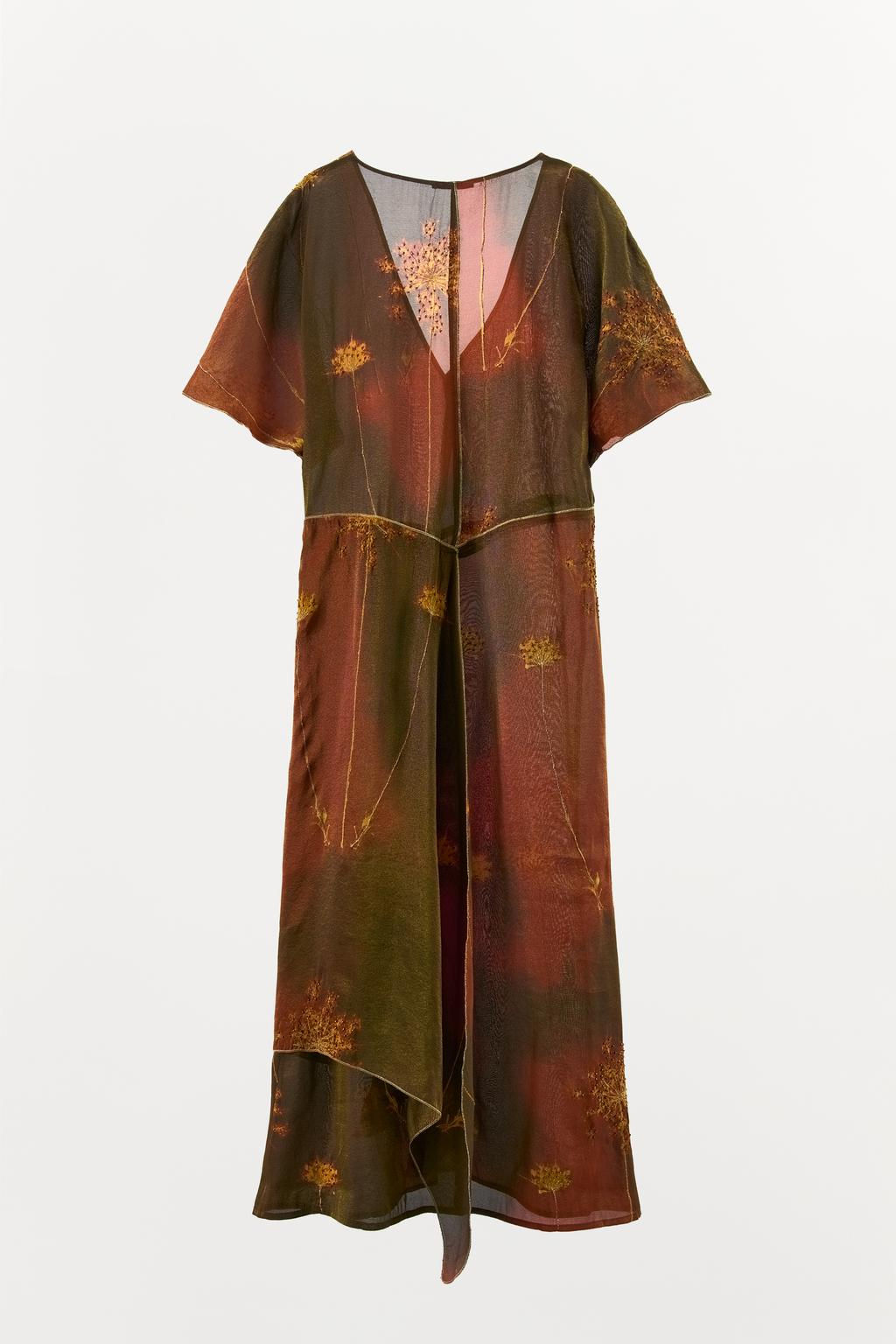 METALLIC THREAD KAFTAN DRESS WITH BEADS - Zara фото 4
