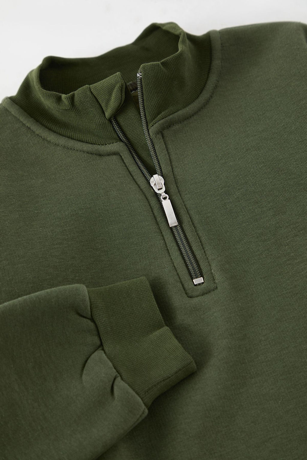 Haki Erkek Cocuk Fermuarl? S?rt Bask?l? Orme Sweatshirt TKDAW25SW00134 - Trendyolmilla фото 3