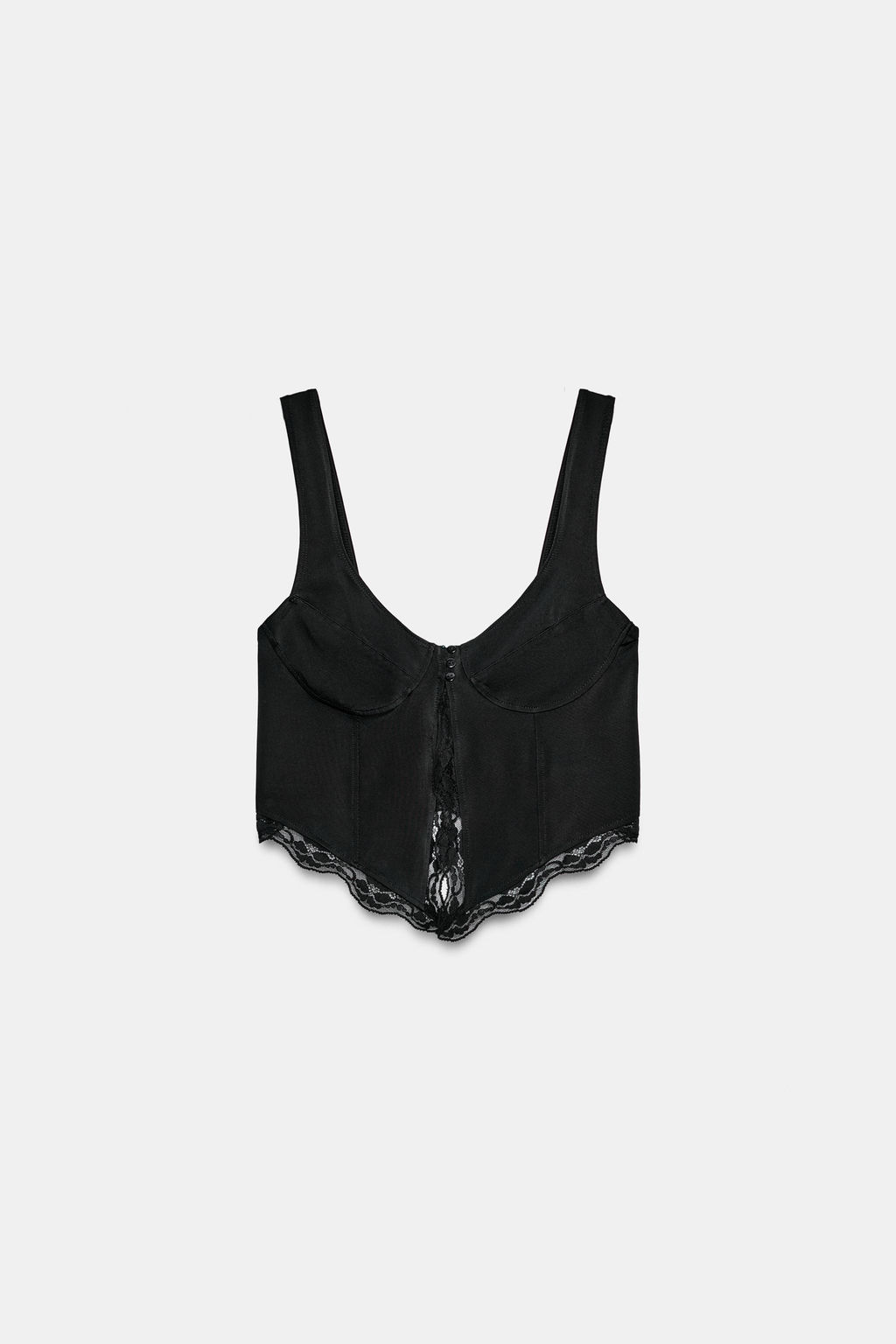 TOP POLIAMIDA ENCAJE BOTONES / Negro - Zara фото 3