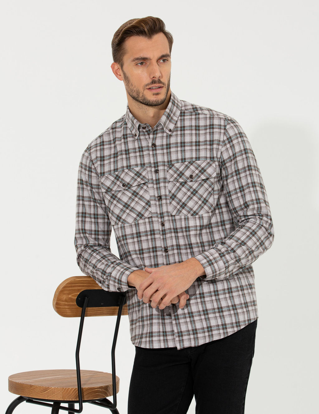 A__k Kahverengi Regular Fit Uzun Kollu G_mlek