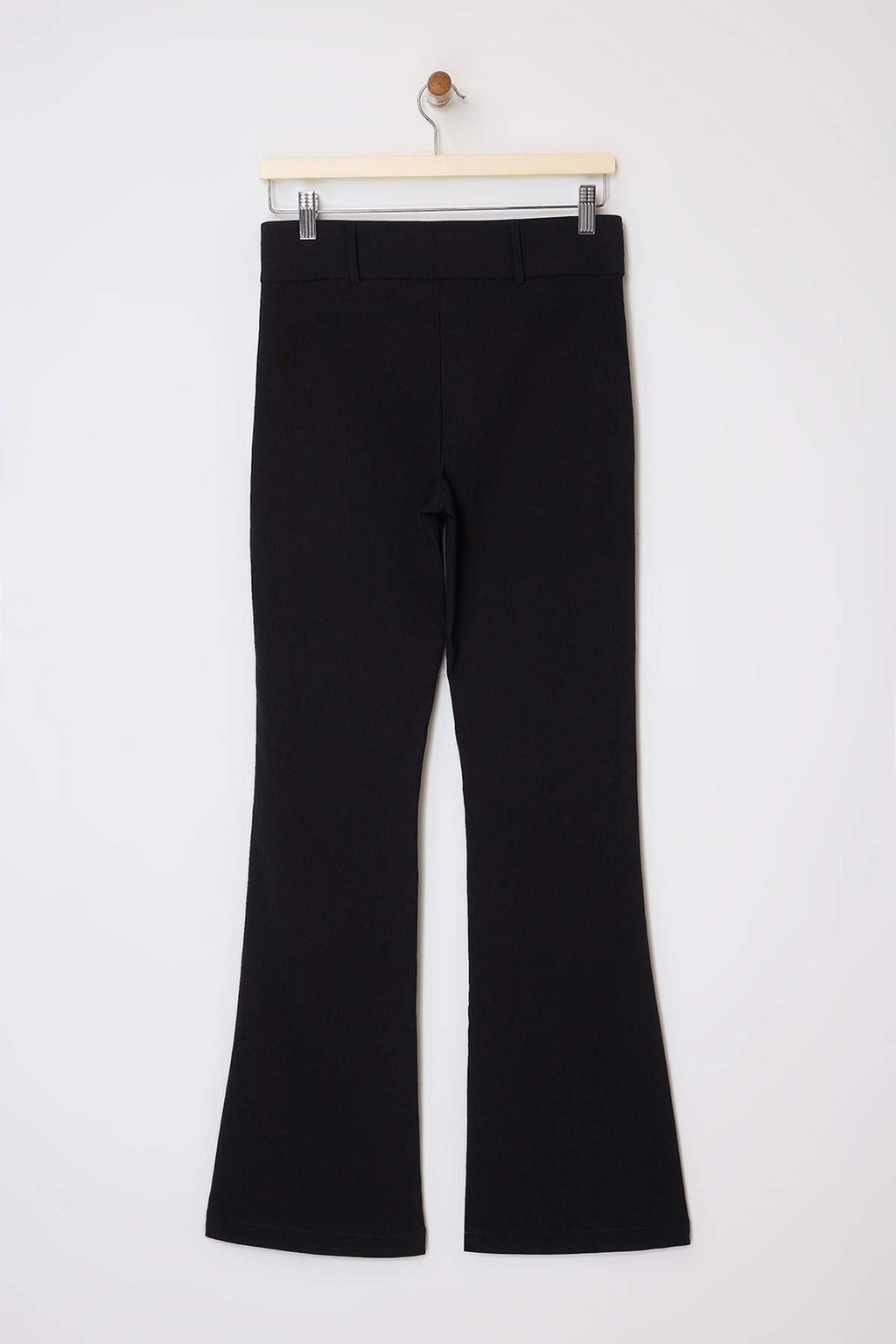 Siyah Bengalin Esnek Kumas Flare Dusuk Bel Pantolon TWOSS26PL00006 - Trendyolmilla фото 2