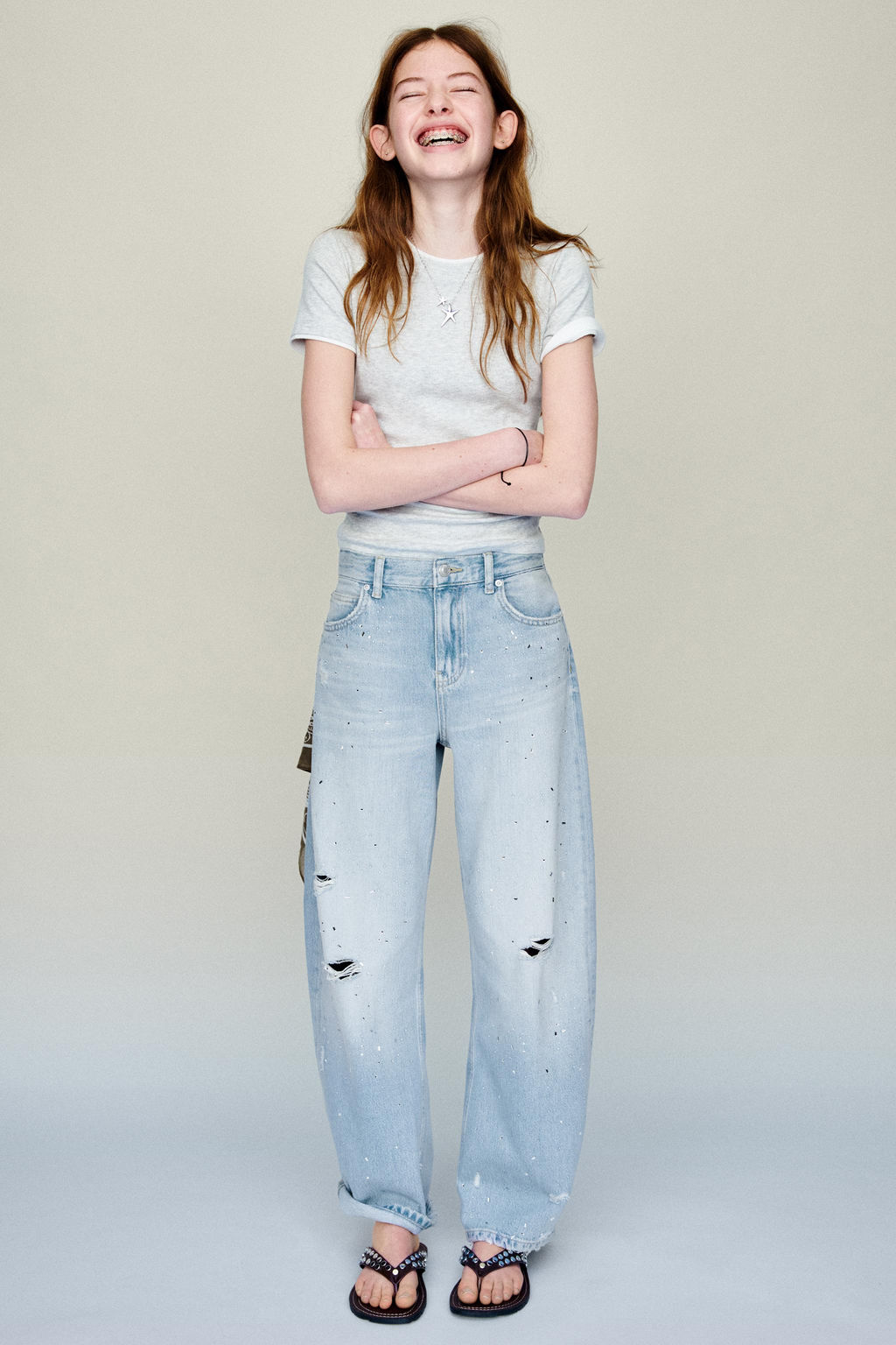 CAMISETA DOBLE CON MODAL / Gris vigor? - Zara фото 2
