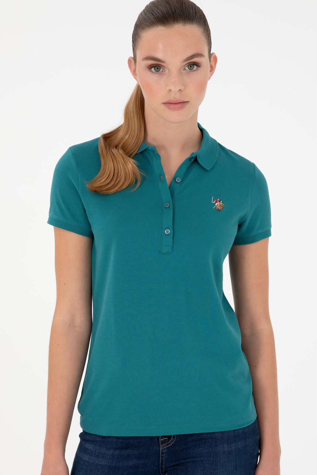 Женская темно-зеленая футболка Неожиданная скидка в корзине - U.s. polo assn фото 3