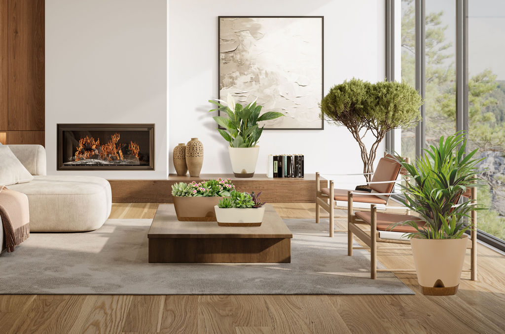 Горшок для цветов InGreen WOOD D200мм 4л с прикорневым поливом молочный шоколад/бук IG610110047