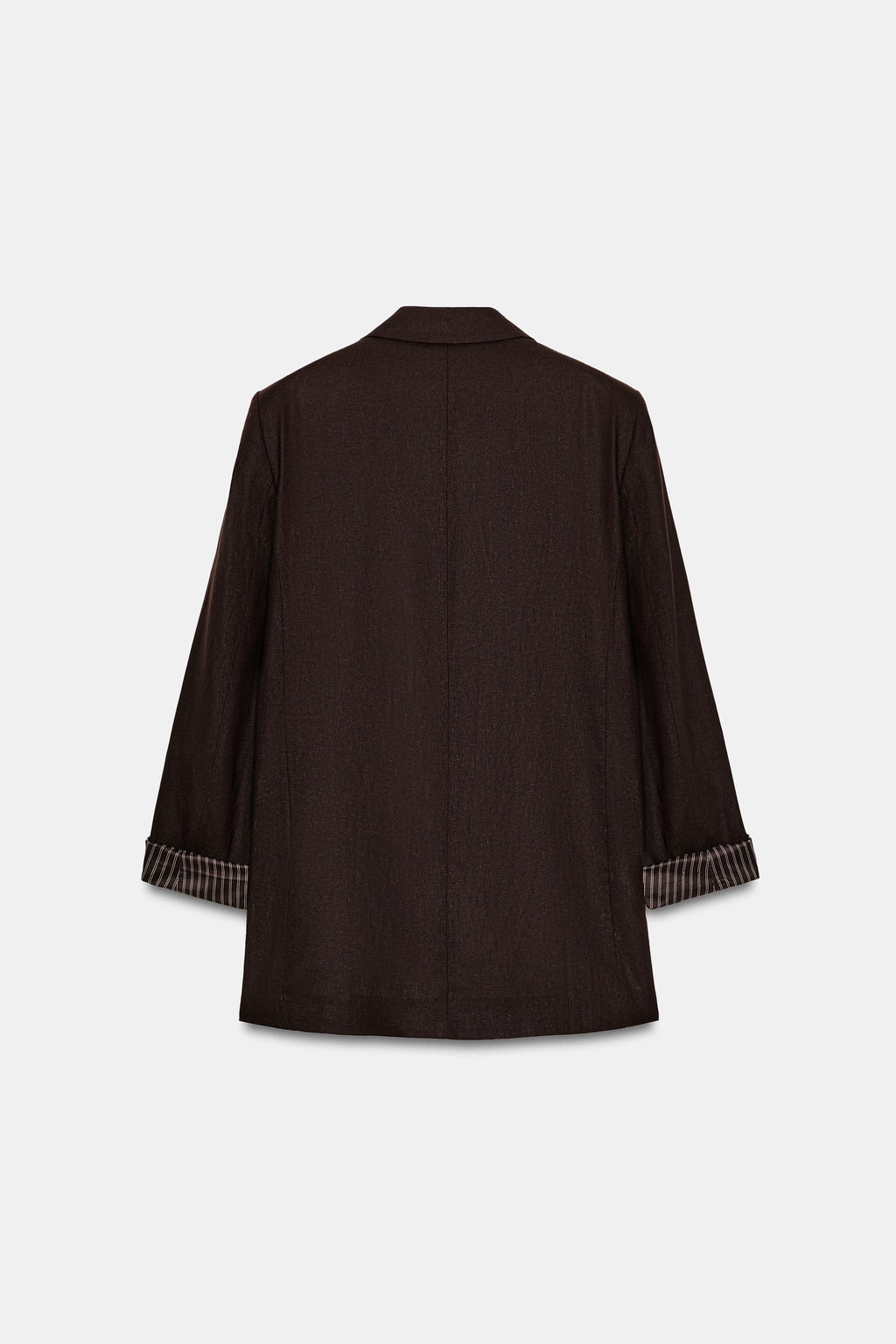 BLAZER CON LINO MANGA REMANGADA / Marr?n oscuro - Zara фото 6