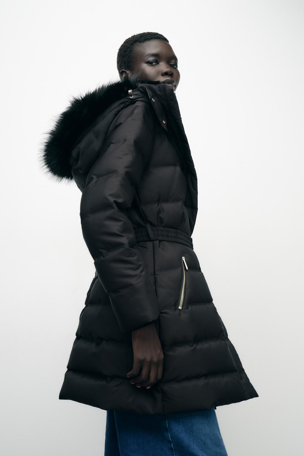 WATER AND WIND PROTECTION HOODED DOWN PUFFER JACKET WITH BELT - Zara фото 5