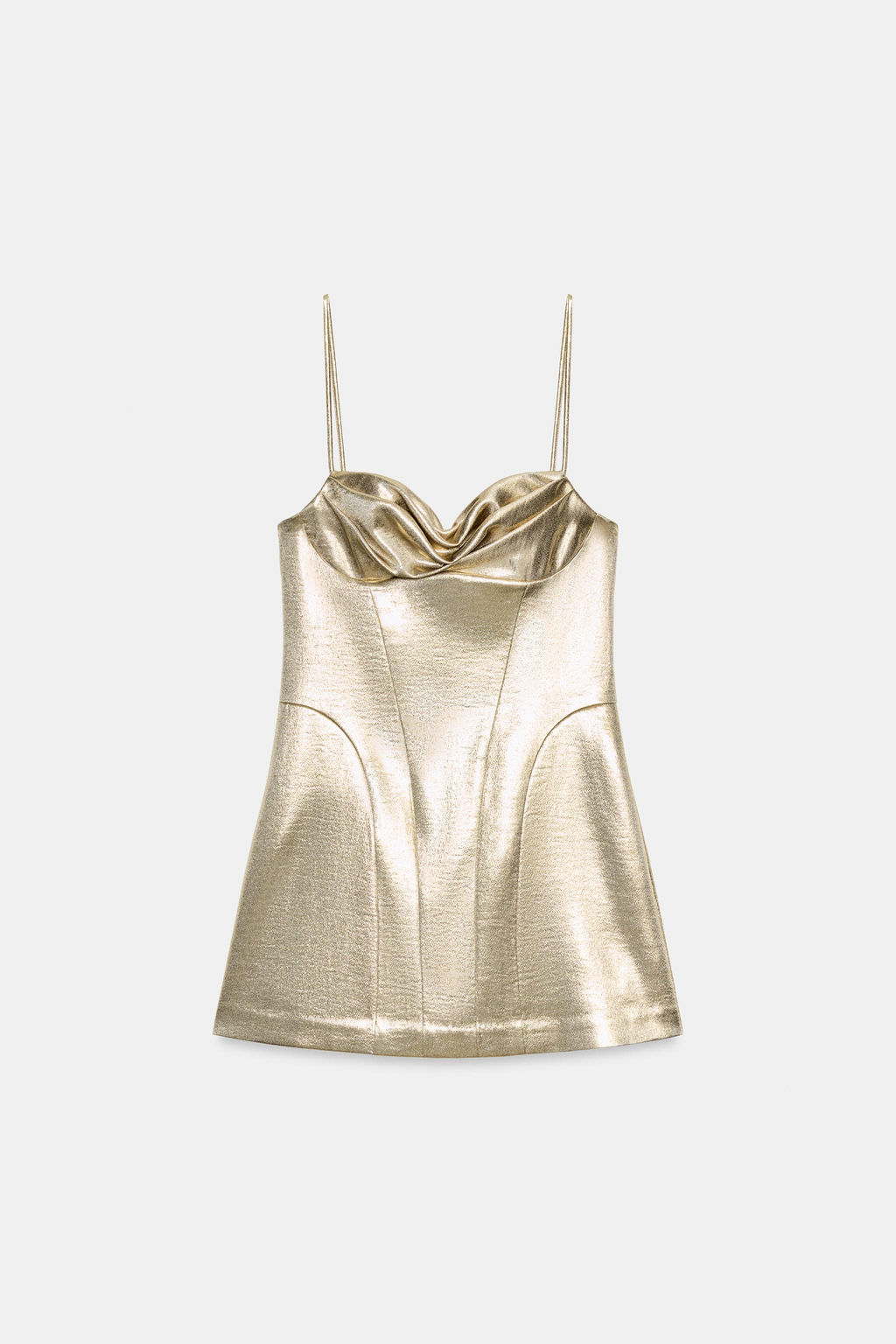 VESTIDO MINI CORSETERO EFECTO METALIZADO / Dorado - Zara фото 4