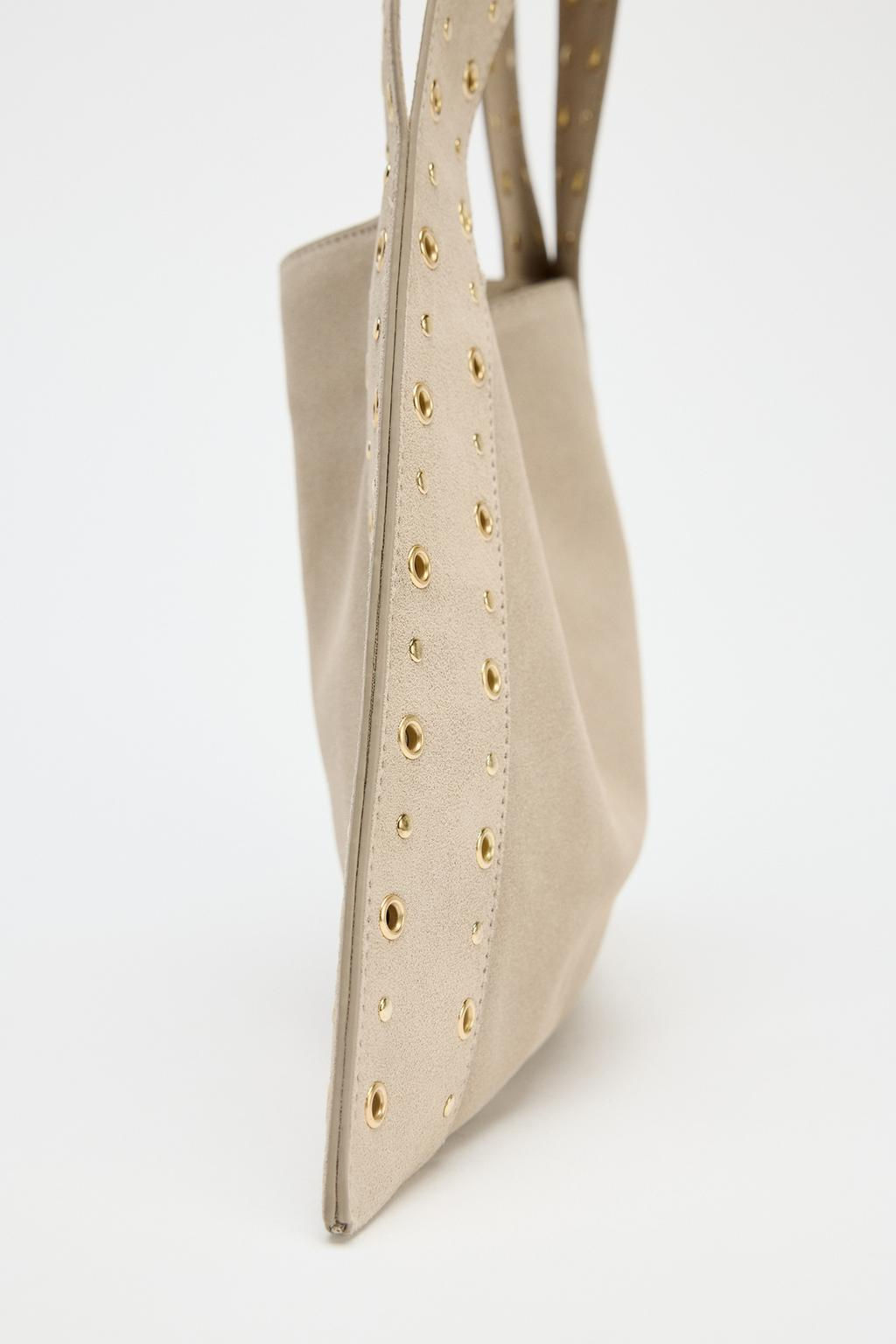 SPLIT SUEDE STUDDED SHOULDER BAG - Zara фото 5