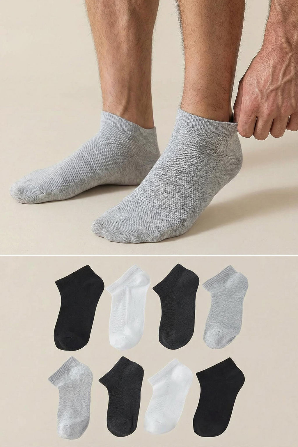 TRENDYOL MAN Gri-Cok Renkli Unisex 8li K?sa Boy-Gorunmez Yazl?k Pamuklu Hava Alan Corap TMNSS25CO00016 - Trendyolmilla фото 7