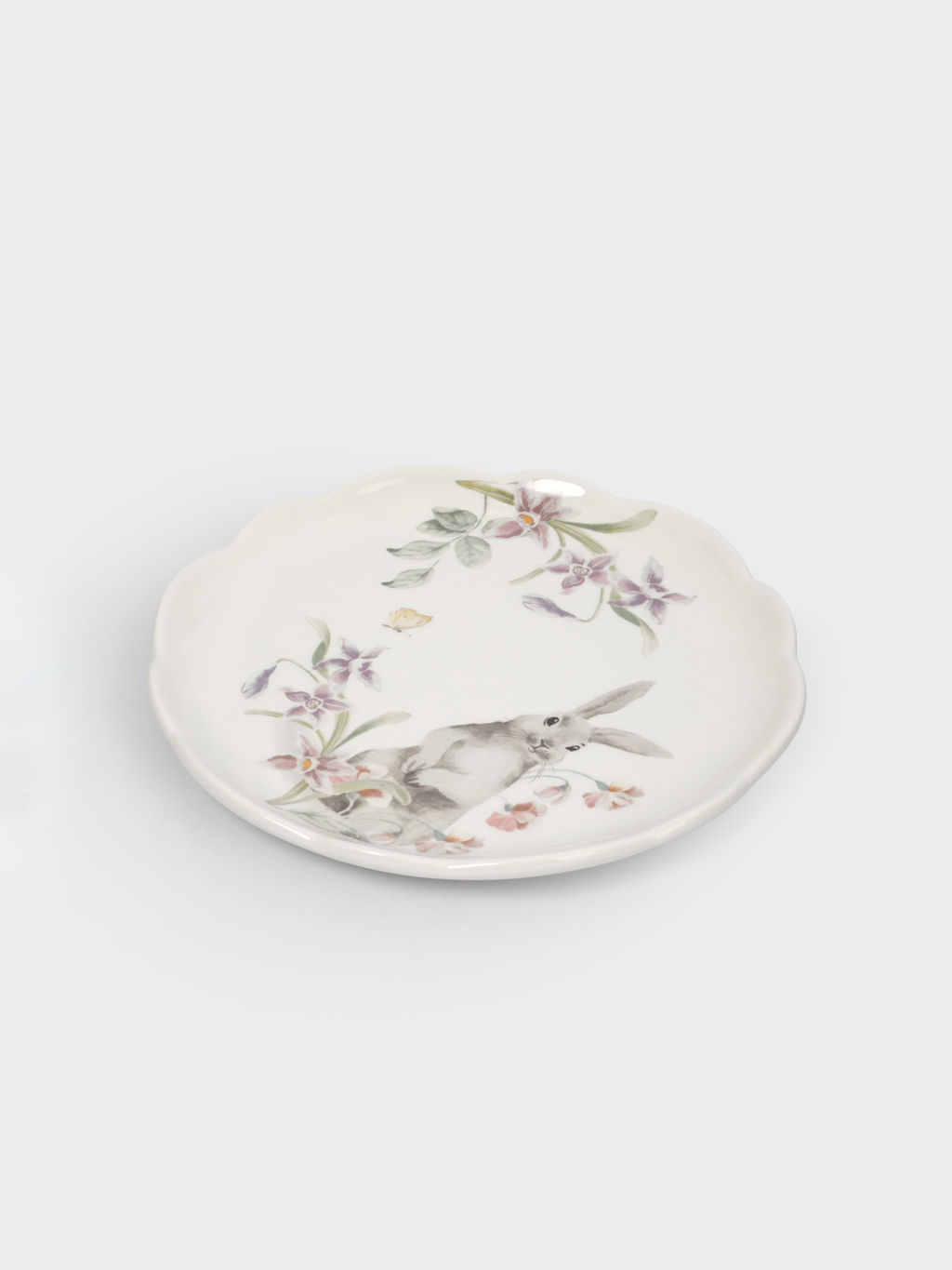 Тарелка закусочная, 20 см, керамика, белая, Кролик с цветами, Flower Rabbit - Anna lafarg фото 2