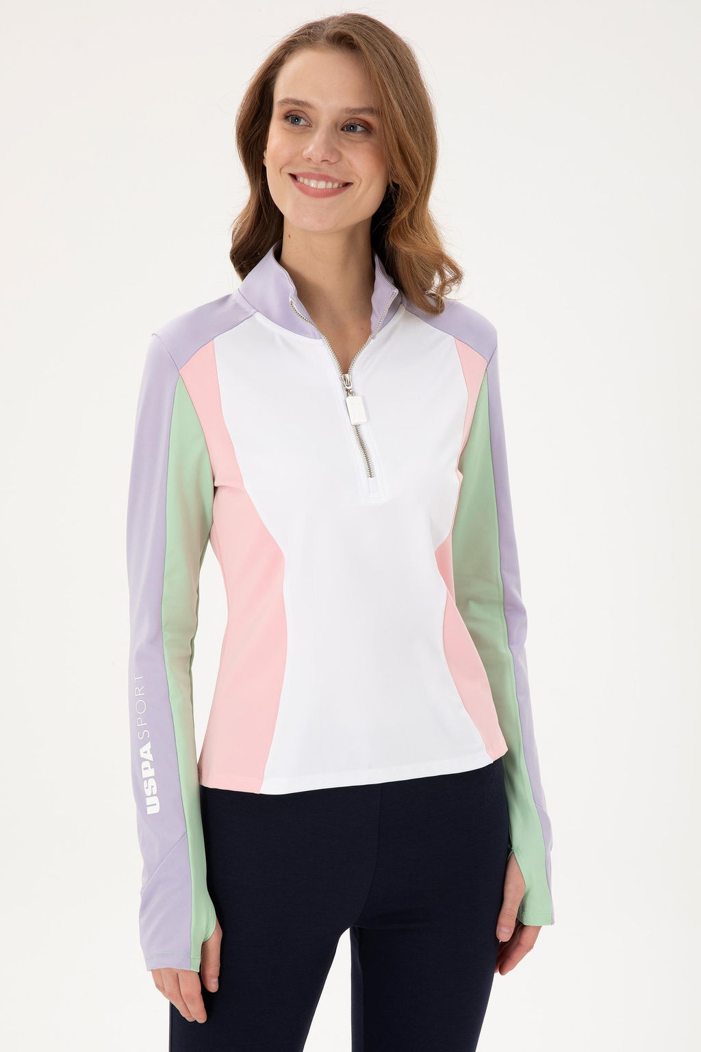 Женский сиреневый свитшот с воротником стойкой - U.s. polo assn фото 3