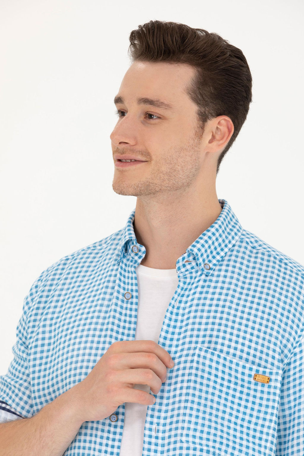 U. S. Polo Assn Мужская синяя рубашка в клетку - U.s. polo assn фото 2