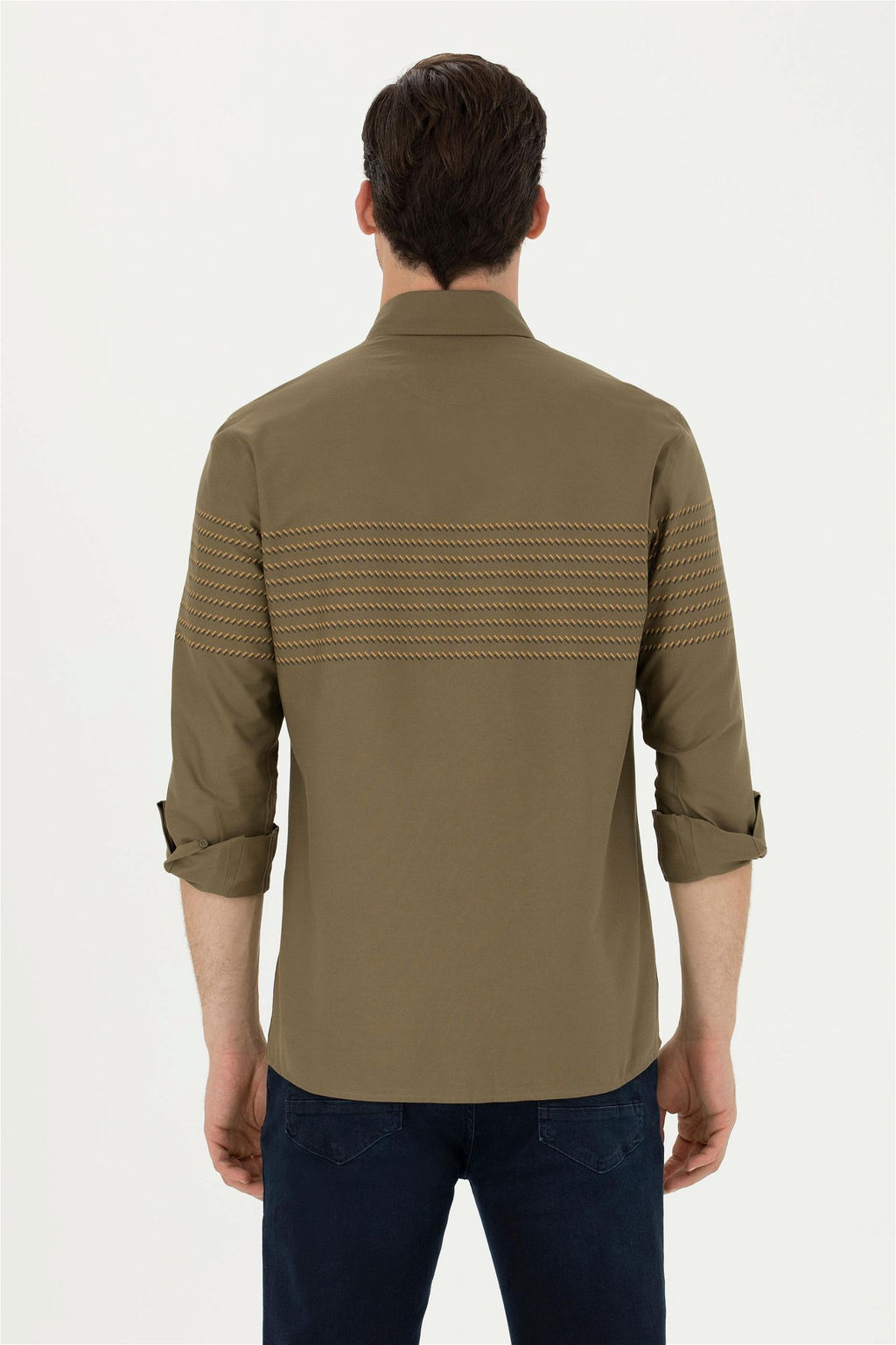 Мужская рубашка цвета хаки с длинным рукавом - U.s. polo assn фото 12