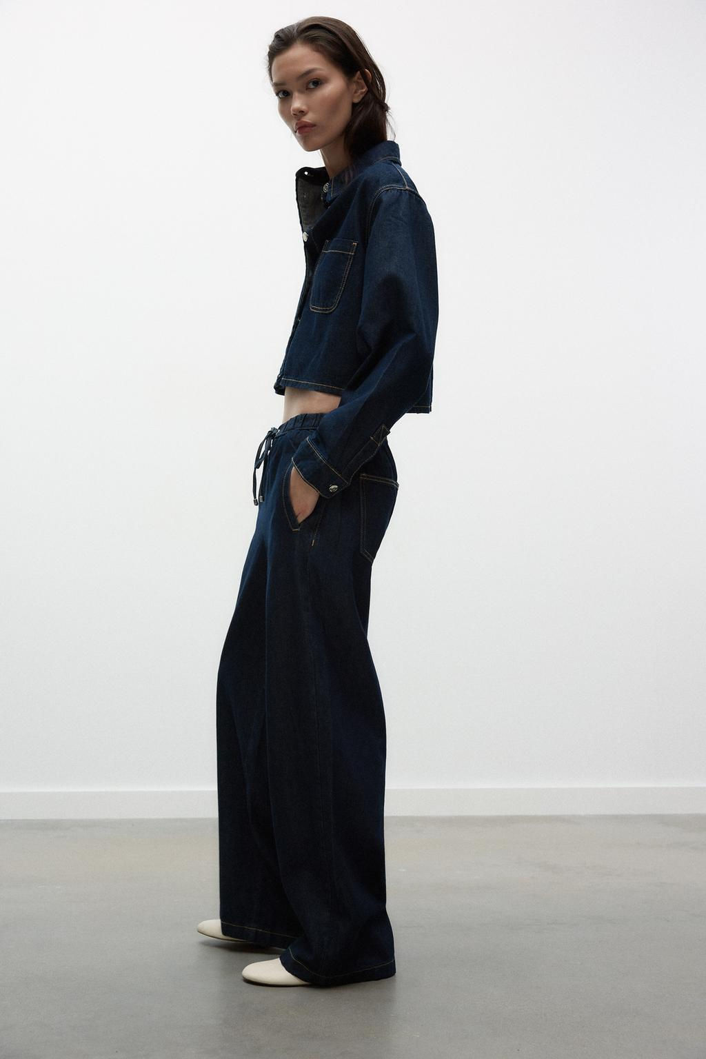 Z1975 MID-WAIST WIDE-LEG JOGGER JEANS - Zara фото 10