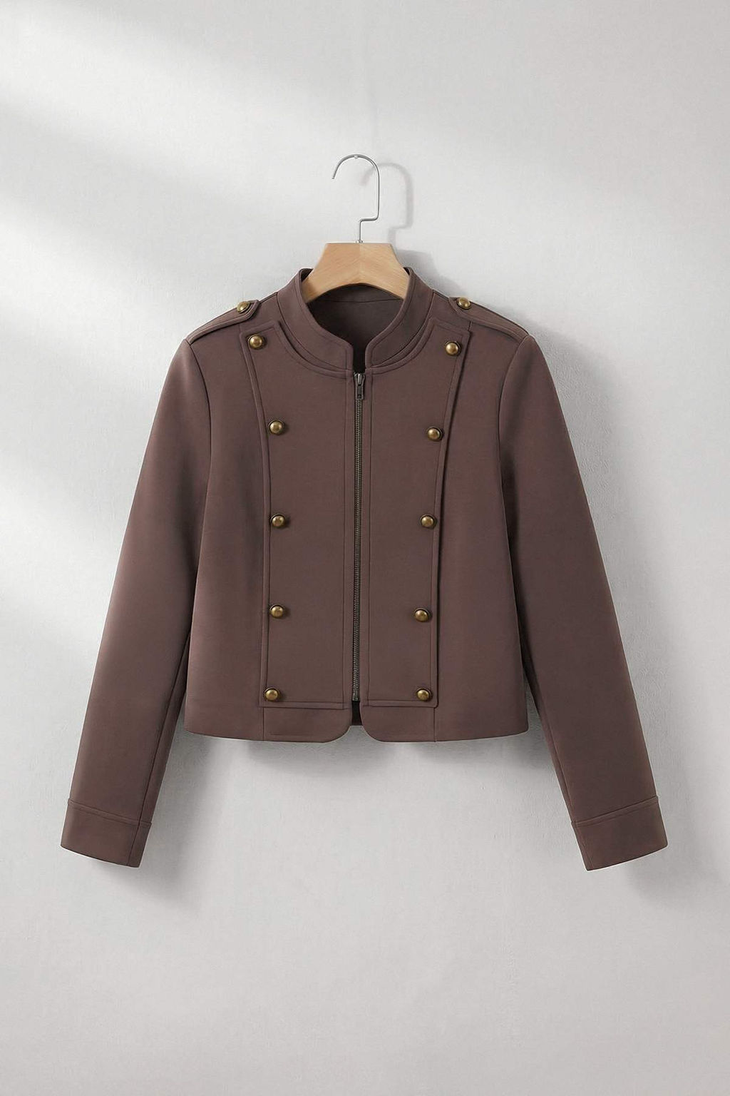 Kahverengi Fermuarl? Astarl? Dugme Detayl? Napolyon Ceket TWOSS26CE00048 - Trendyolmilla фото 6