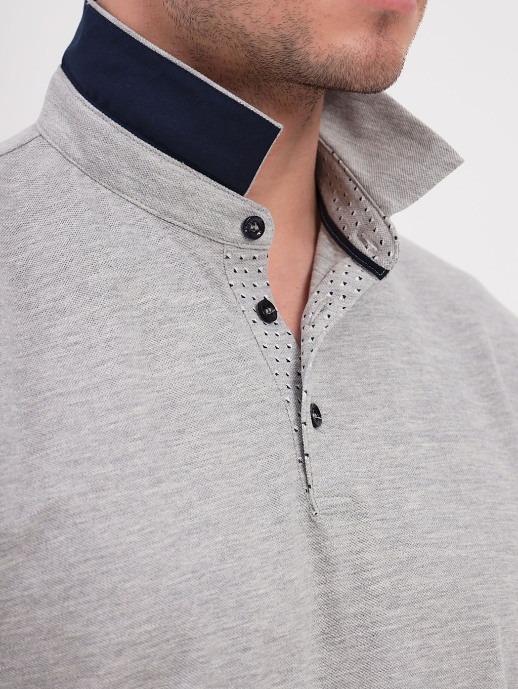 Джемпер мужской с воротником поло короткий рукав GREG G144-PM1246T-UT02 (серый м)  фото 2
