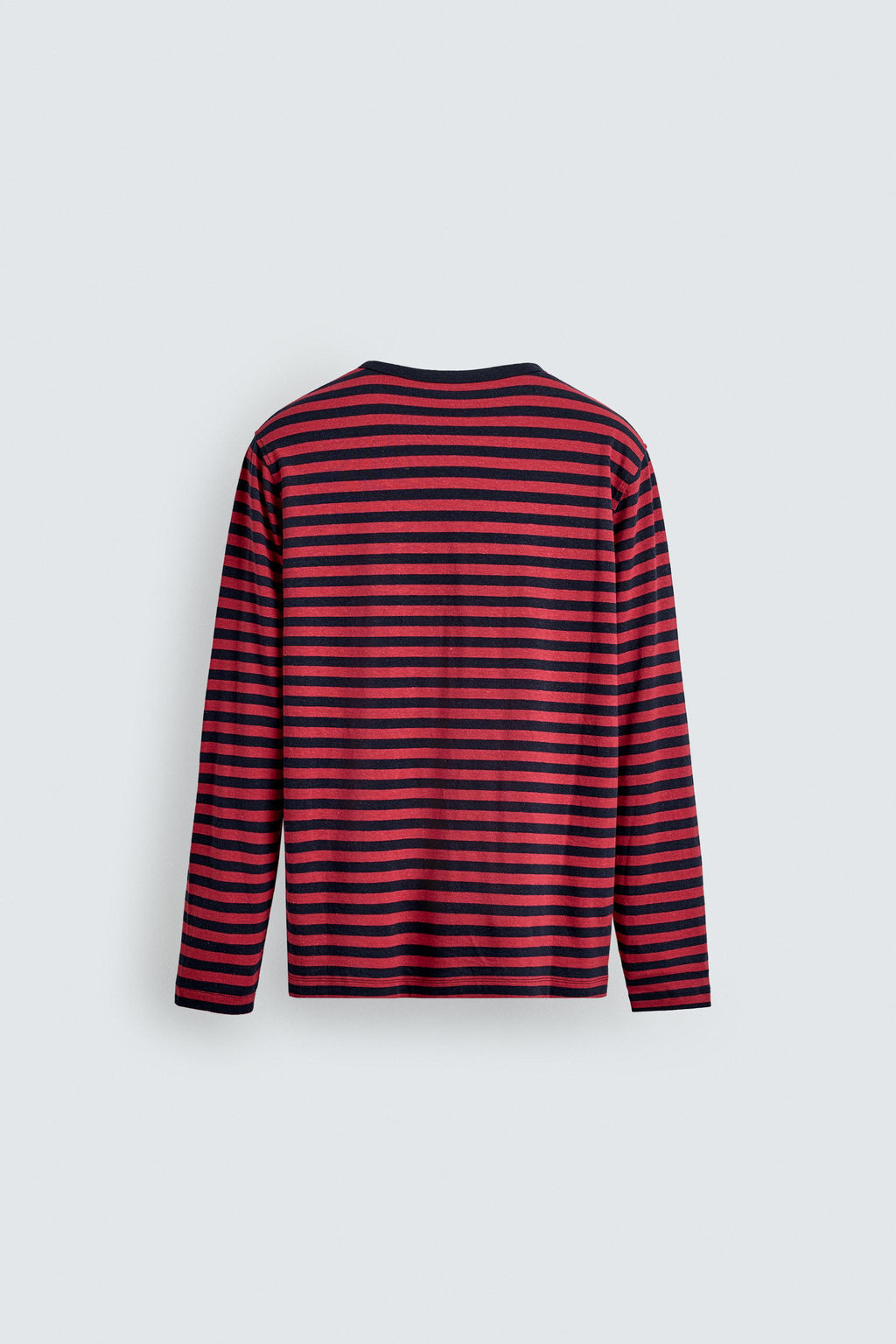 CAMISETA CUELLO PANADERO RAYAS LINO - ALGOD?N / rojo/marino - Zara фото 8