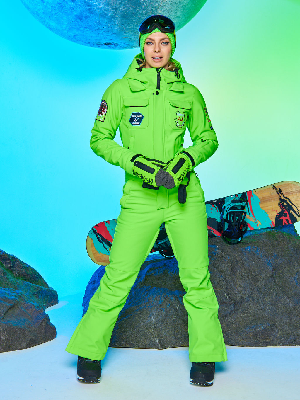 Женский сноубордический горнолыжный комбинезон Alpha Endless Aeternitas 223/2305 FAG - Салатовый  фото 3