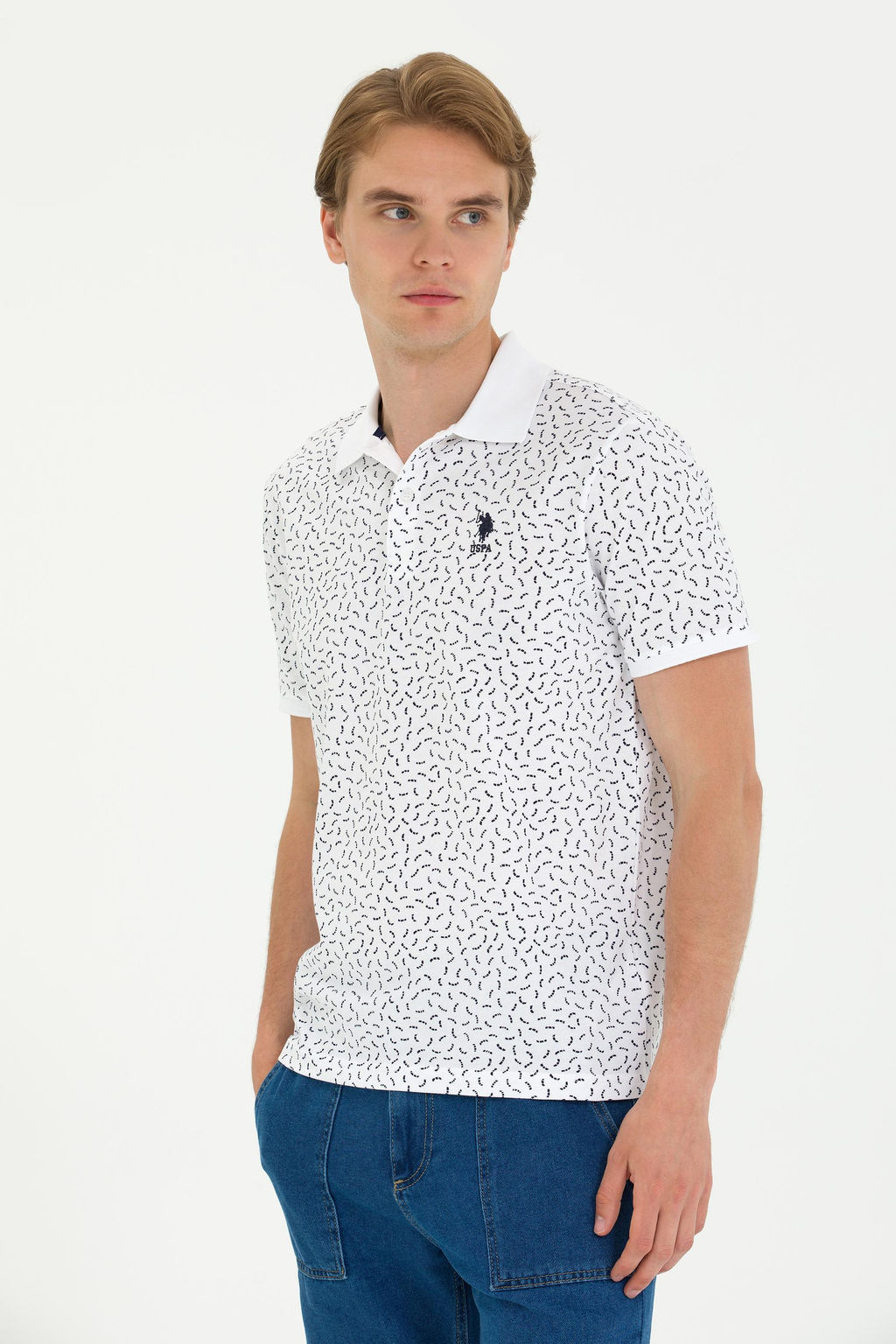 Мужская темно-синяя футболка с воротником-поло - U.s. polo assn фото 17