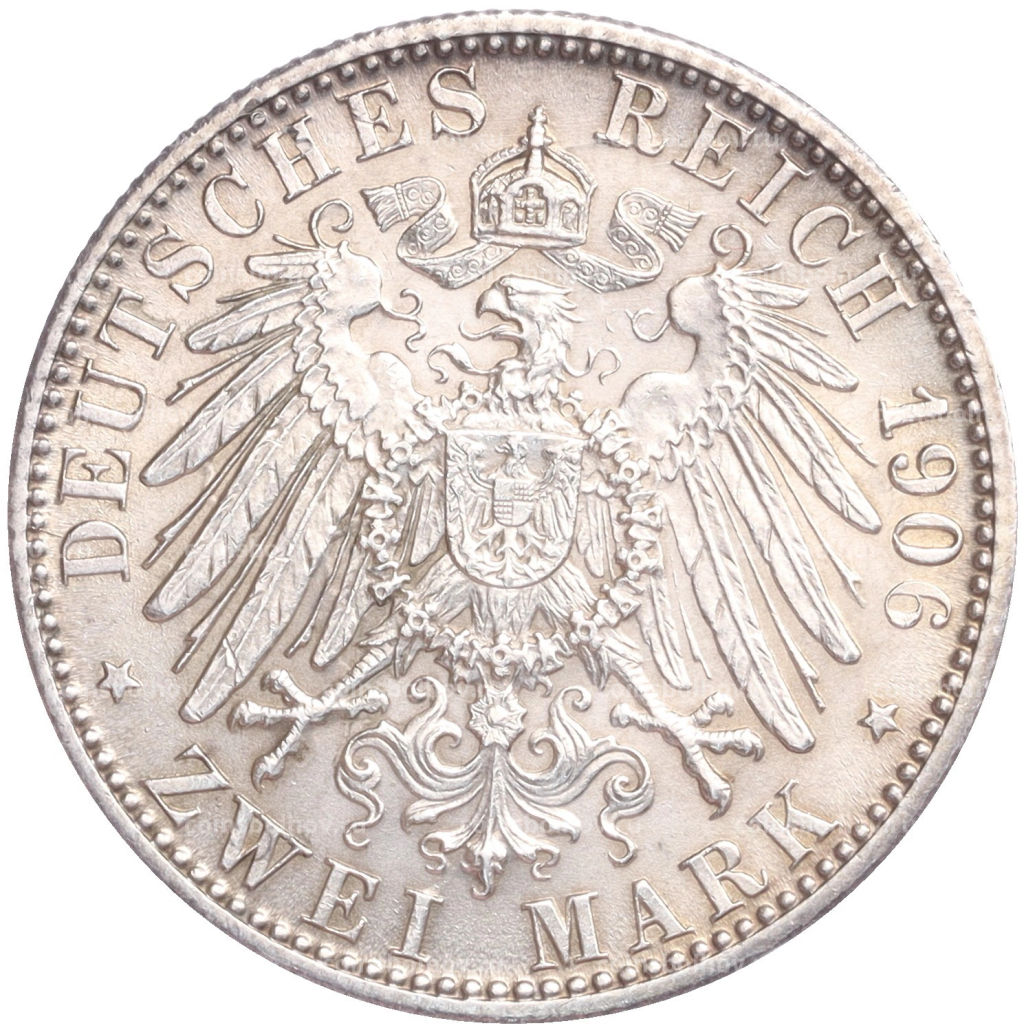 Монета 2 марки 1906 года Германия (Баден) 50 лет свадьбе Фридриха I и Луизы Прусской