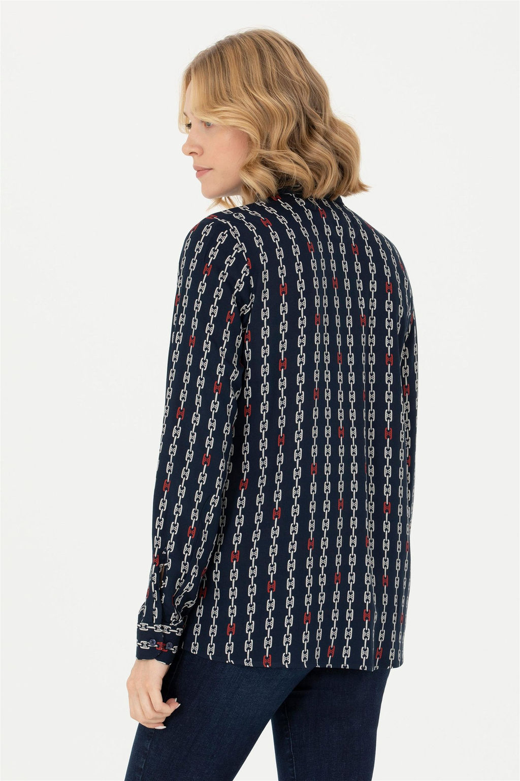 Женская темно-синяя рубашка с длинным рукавом Неожиданная скидка в корзине - U.s. polo assn фото 5