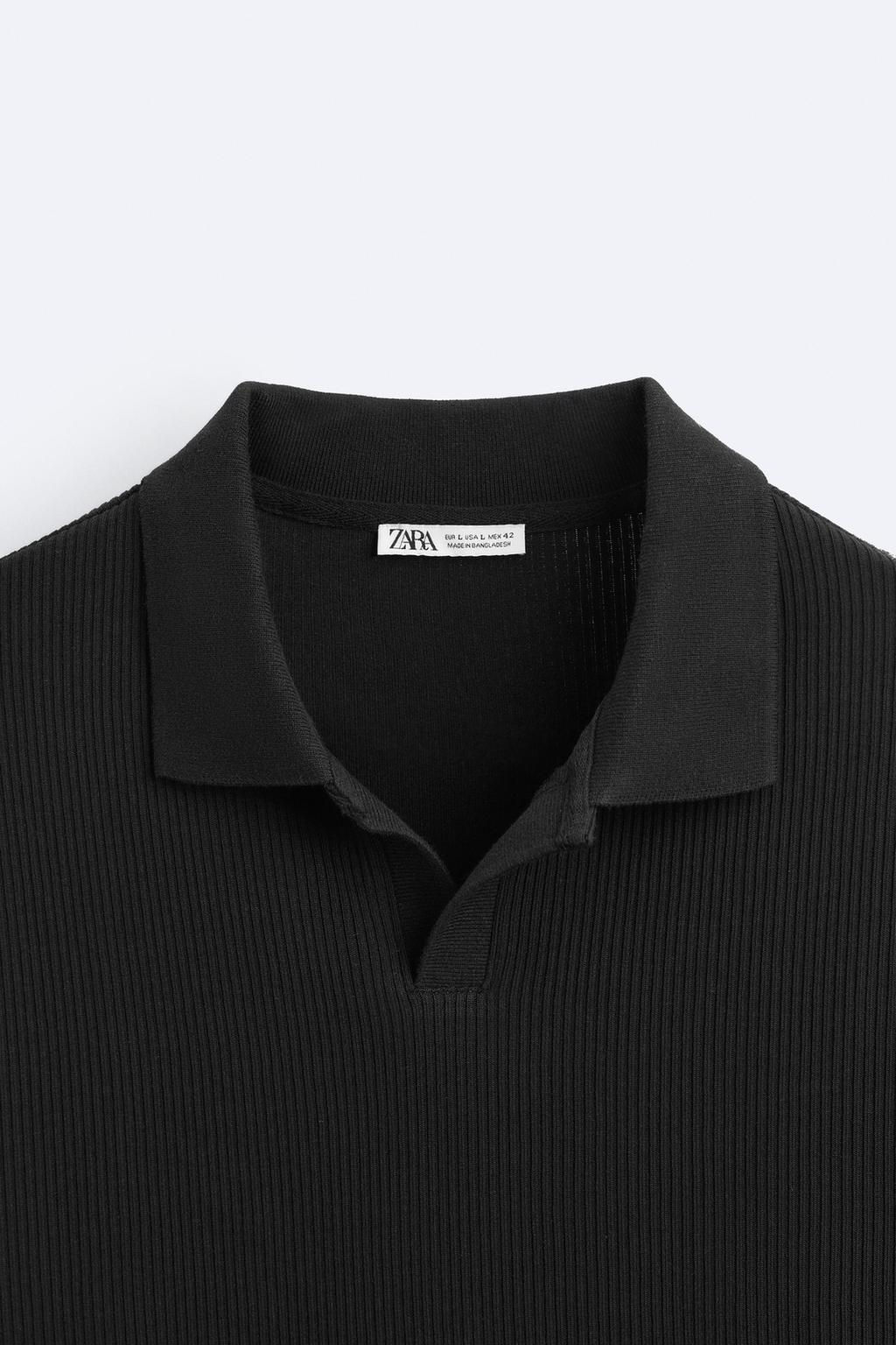 TEXTURED POLO SHIRT WITH RIBBED TRIMS - Zara фото 9