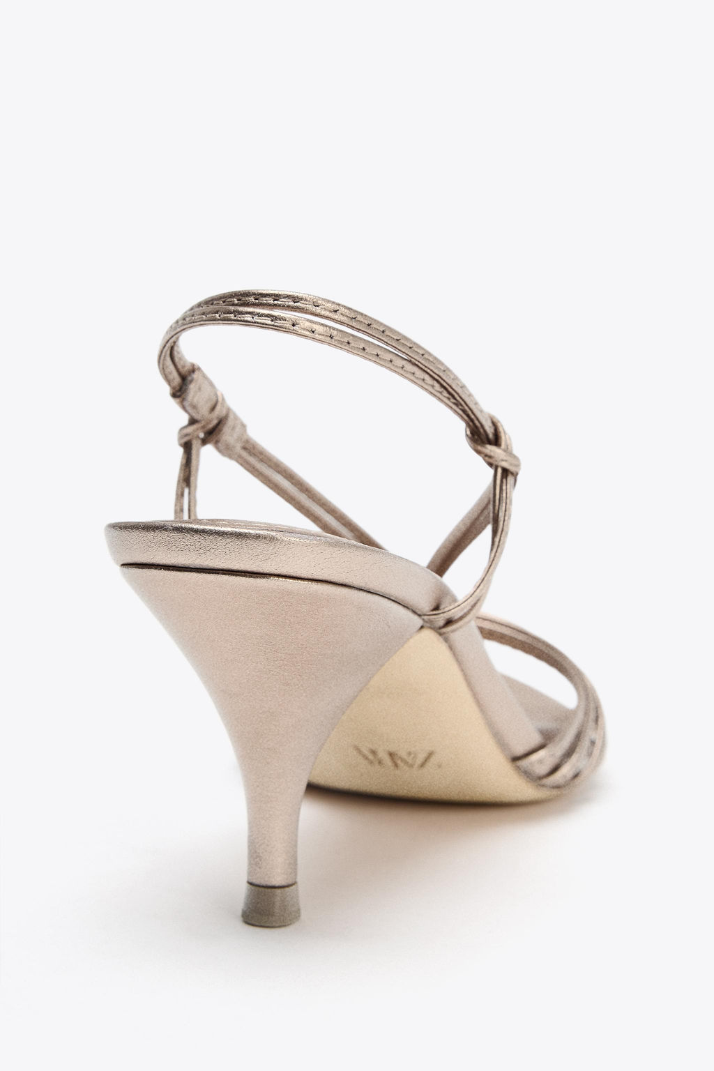 LEATHER KNOTTED STRAPPY SANDALS - Zara фото 14