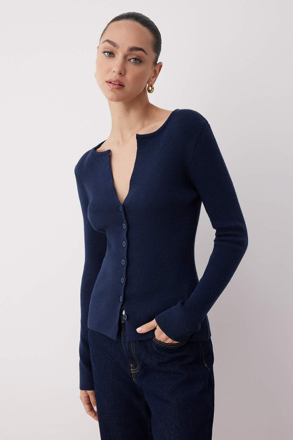 Lacivert Premium Iplik/Ozel Iplik Fitted/Vucuda Oturan Yunlu Triko H?rka TWOAW26HI00046 - Trendyolmilla фото 5