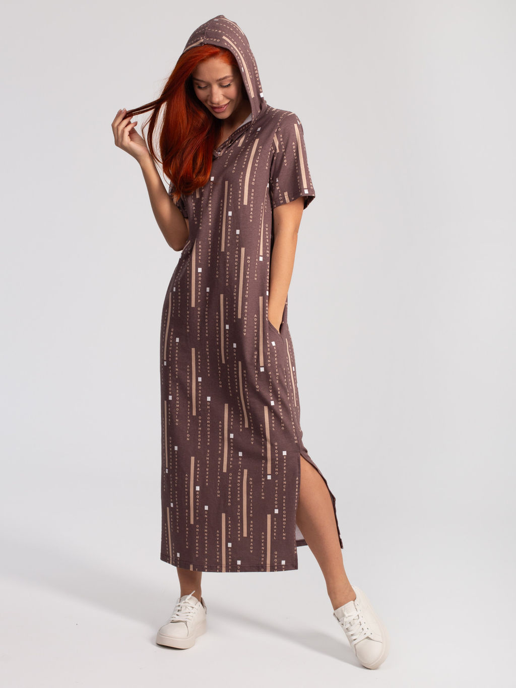 Платье женское кулирка с капюшоном "ПЕРФЕКТ" ШОКОЛАД