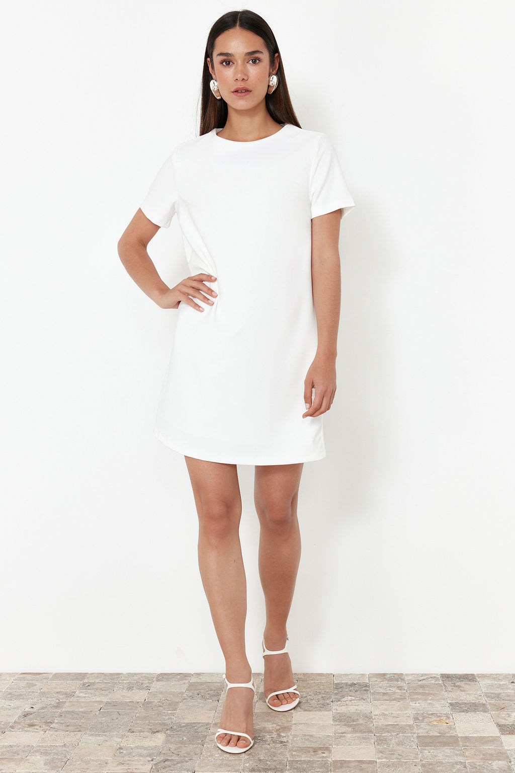 Ekru Mini Dokuma Elbise TWOSS24EL01027 - Trendyolmilla фото 2