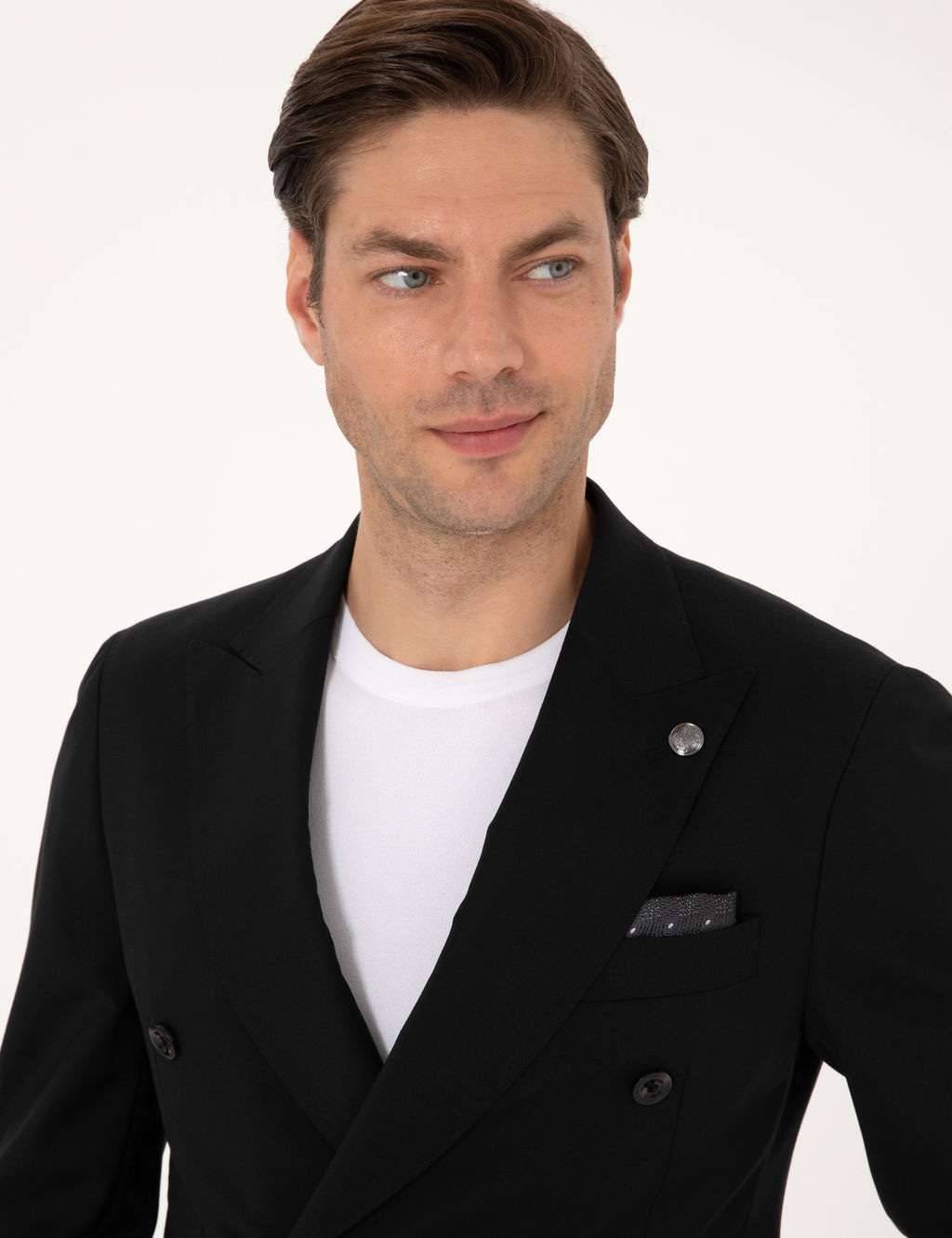 Siyah Extra Slim Fit %100 Y_n Kruvaze Tak_m Elbise