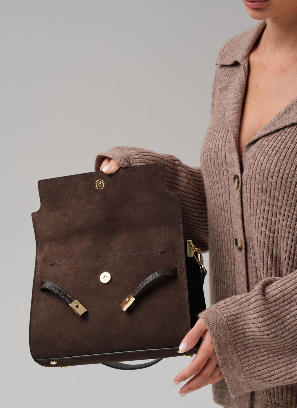 Замшевая сумка Rachel DBR 31361 черный каштан  фото 7