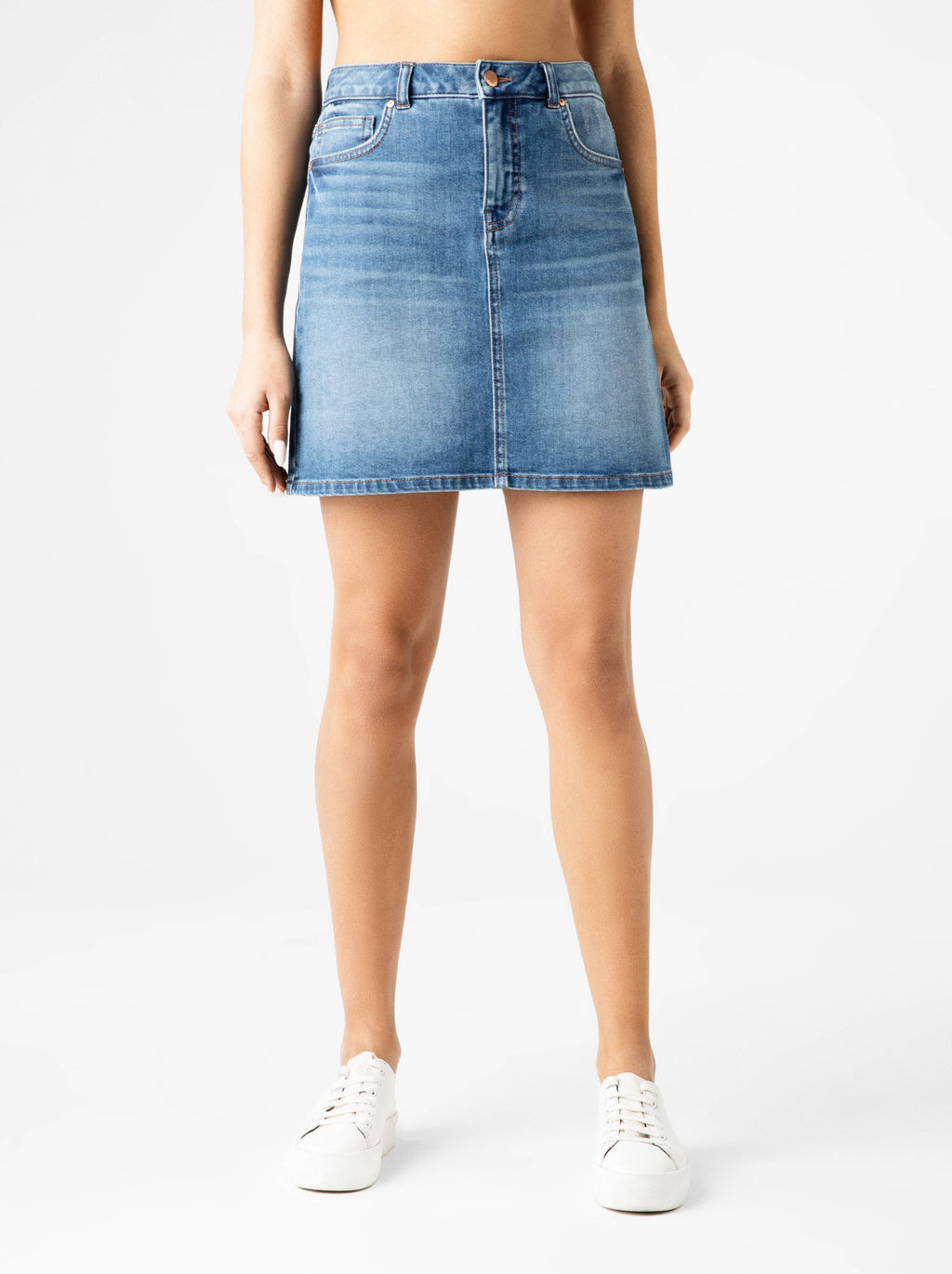 CONTE Джинсовая mini-юбка А-силуэта CON-357 mid blue