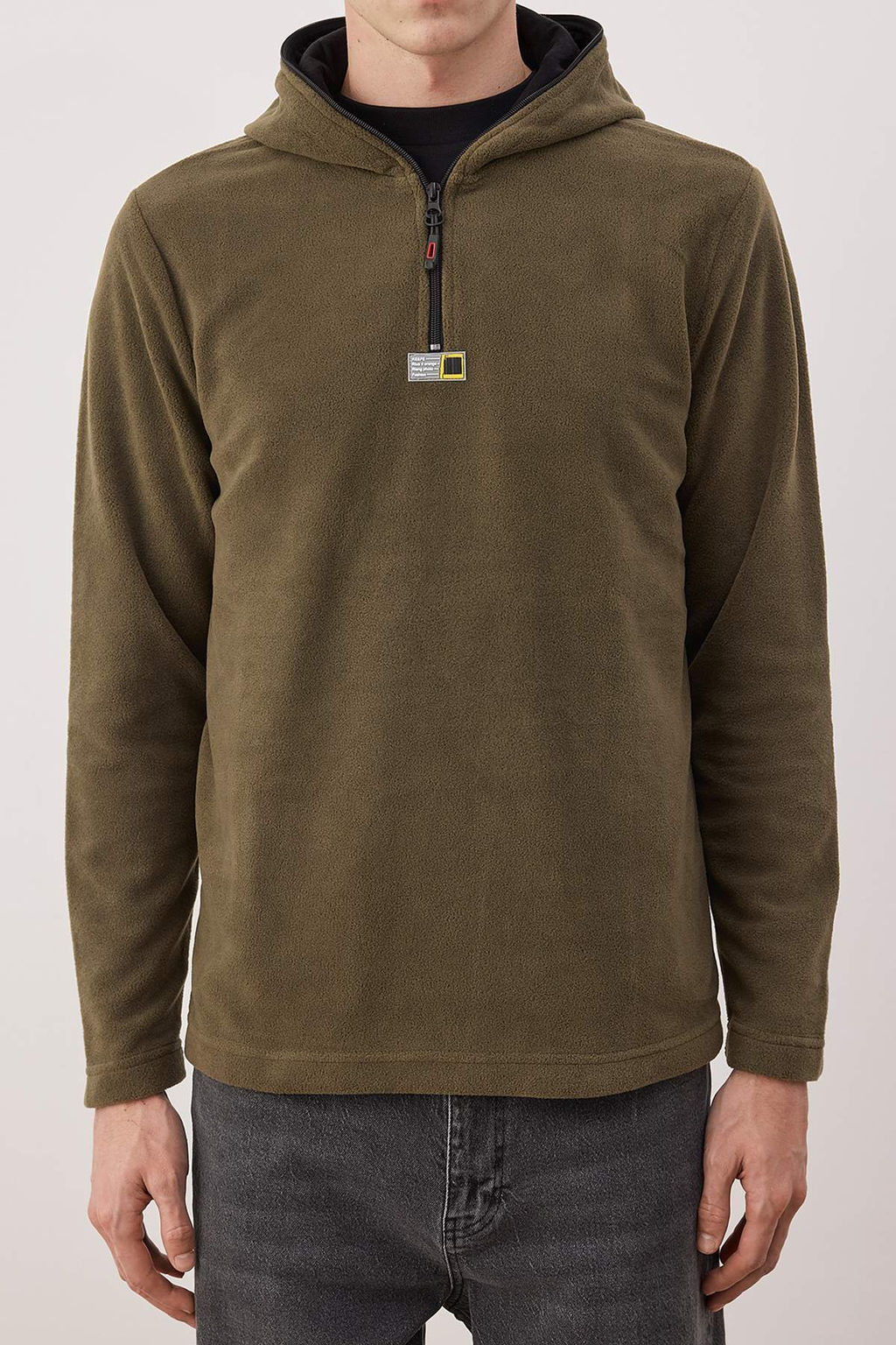 Haki Slim/Dar Kesim Polar Fermuarl? Kapusonlu Sweatshirt TMNAW26SW00064 - Trendyolmilla фото 3