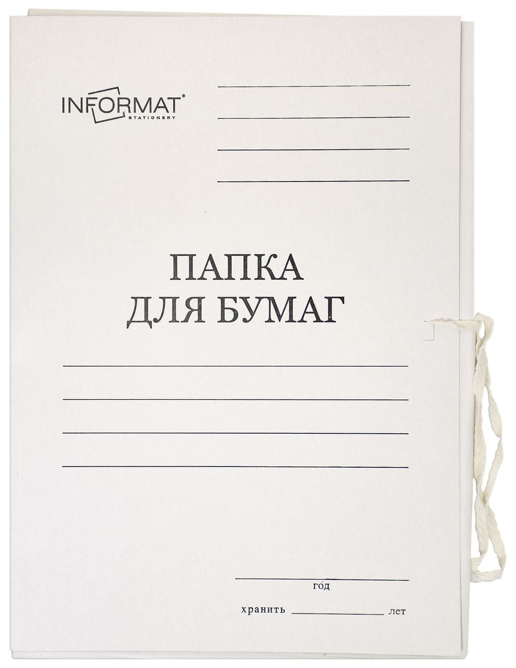 Цена за 5 шт. Папка с завязками INFORMAT А, мелованный картон 320 г/м2, белый
