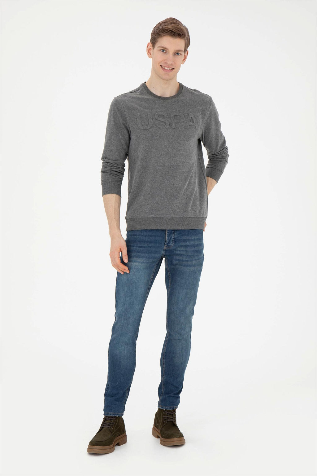 Мужской базовый свитшот антрацитовый меланж Неожиданная скидка в корзине - U.s. polo assn фото 4