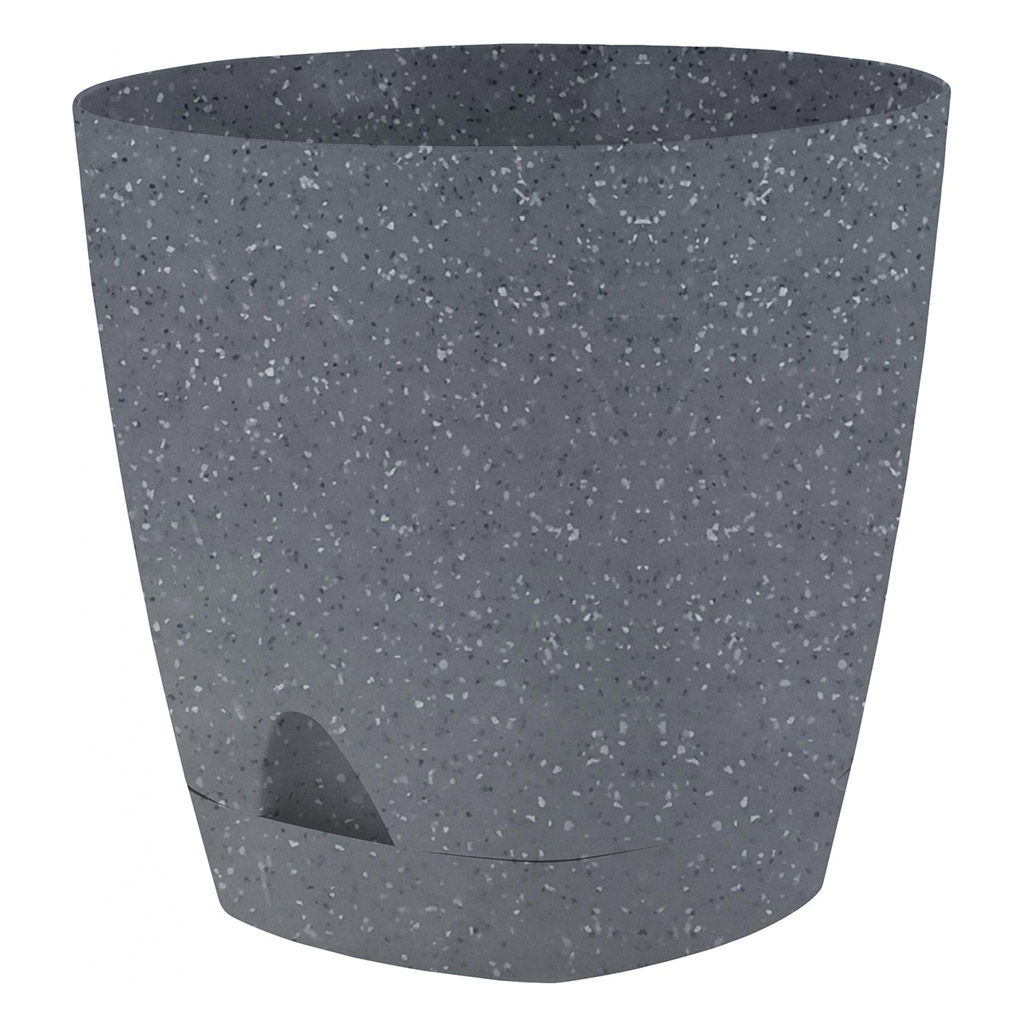 Ingreen Горшок для цветов пластмассовый Amsterdam 0,65л, д11см, h10см, с прикорневым поливом, темный камень (Россия)