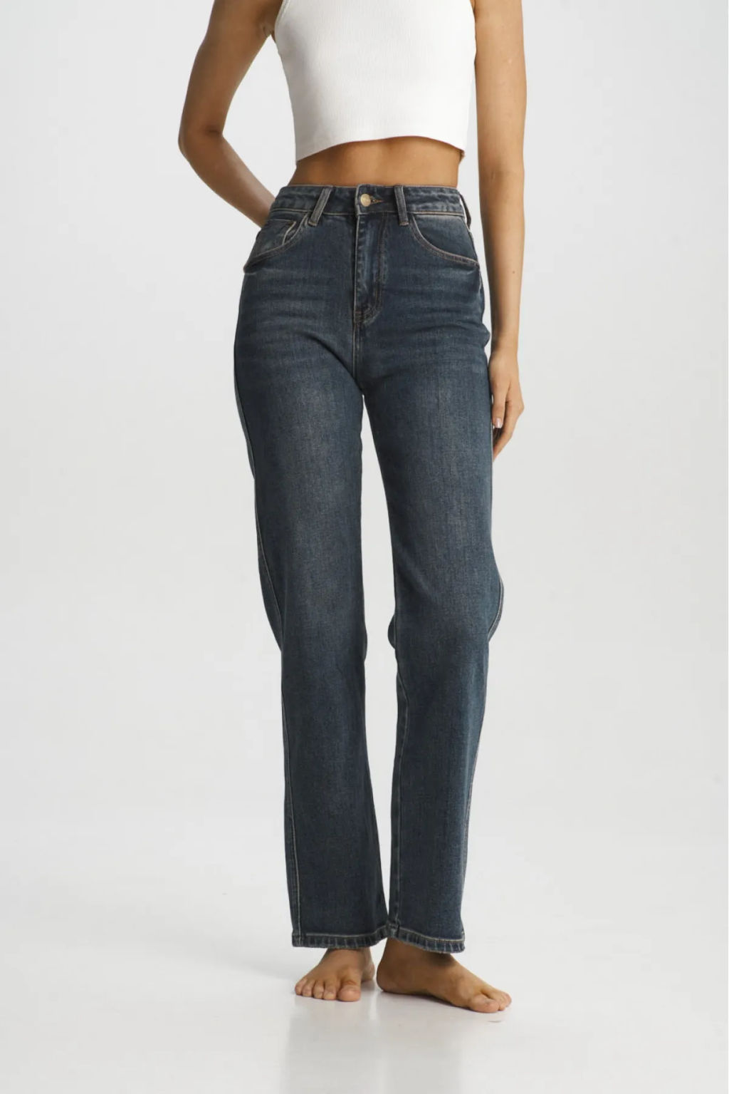 Джинсы Stright с потертостями Dark Blue - Erist store фото 6