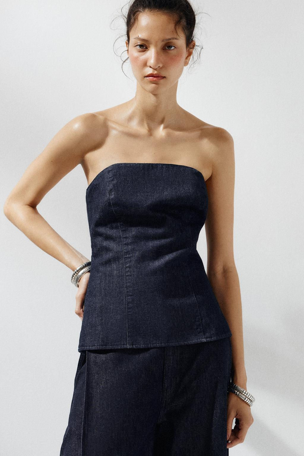TRF DENIM BANDEAU TOP - Zara фото 3