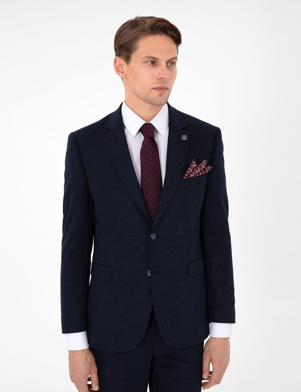 Lacivert Slim Fit Tak_m Elbise