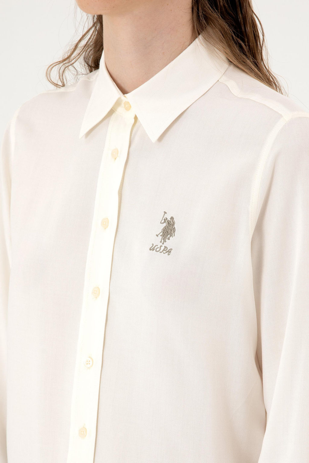 Рубашка U.S. Polo Assn с длинным рукавом белая из вискозы