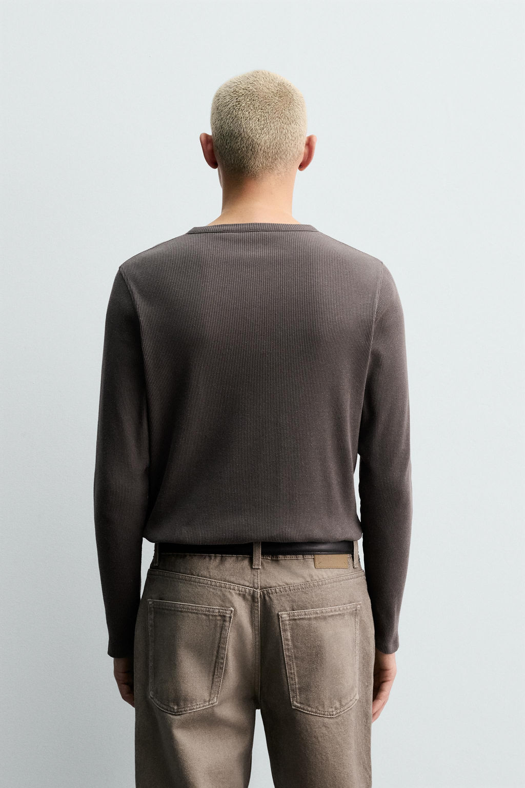 COTTON - HEMP BUTTON-NECK T-SHIRT - Zara фото 3