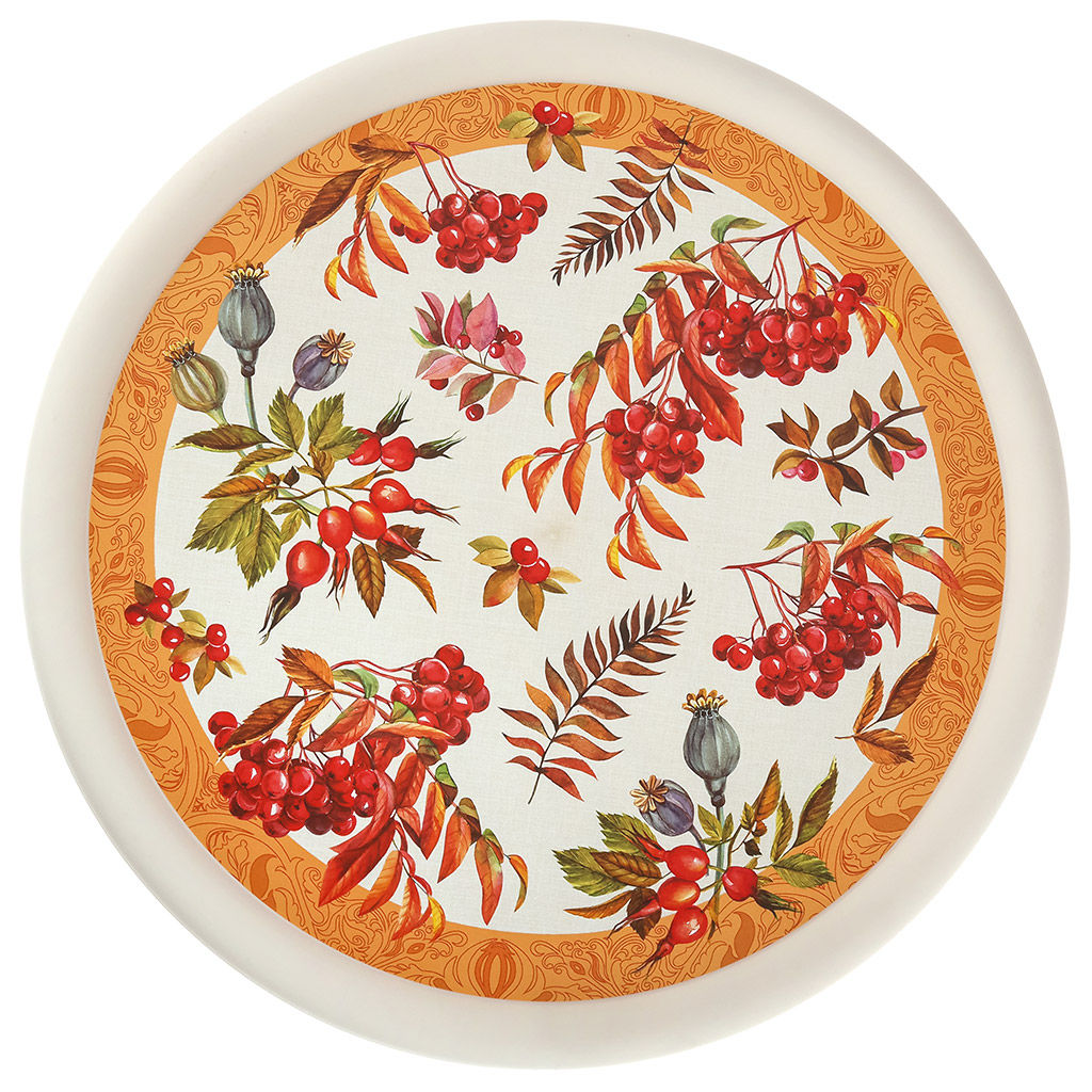 Миска пластмассовая Asti 3,2л, д26,5см, h10,3см, оранжевый, с крышкой, с декором (Россия) - Домашняя мода фото 2