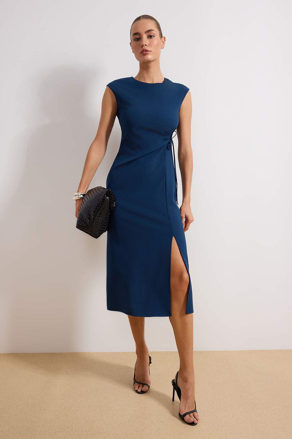 Petrol Baglama Detayl? Midi Dokuma Elbise TWOSS26EL00081