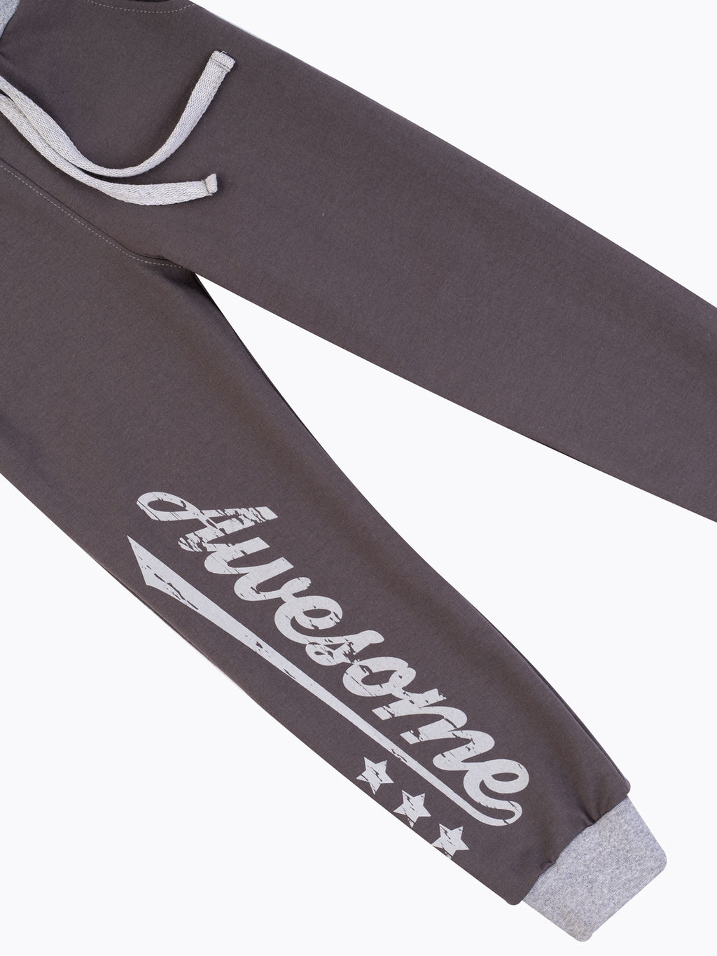 Брюки детские серые с принтом Awesome