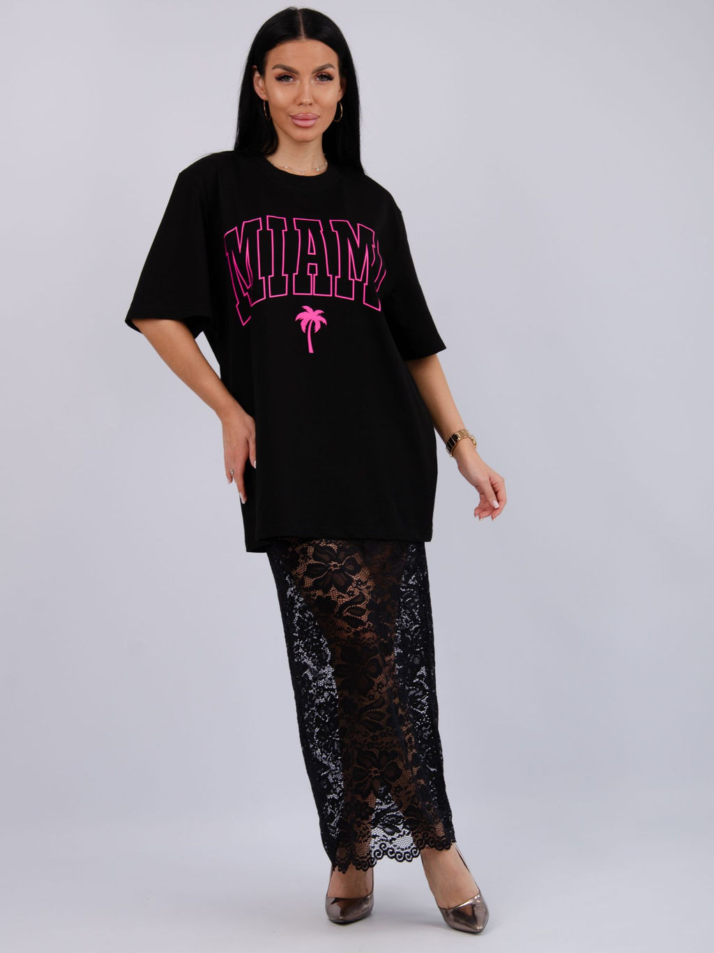 Костюм Монохром 2 чёрный, трикотаж - Малина фото 19