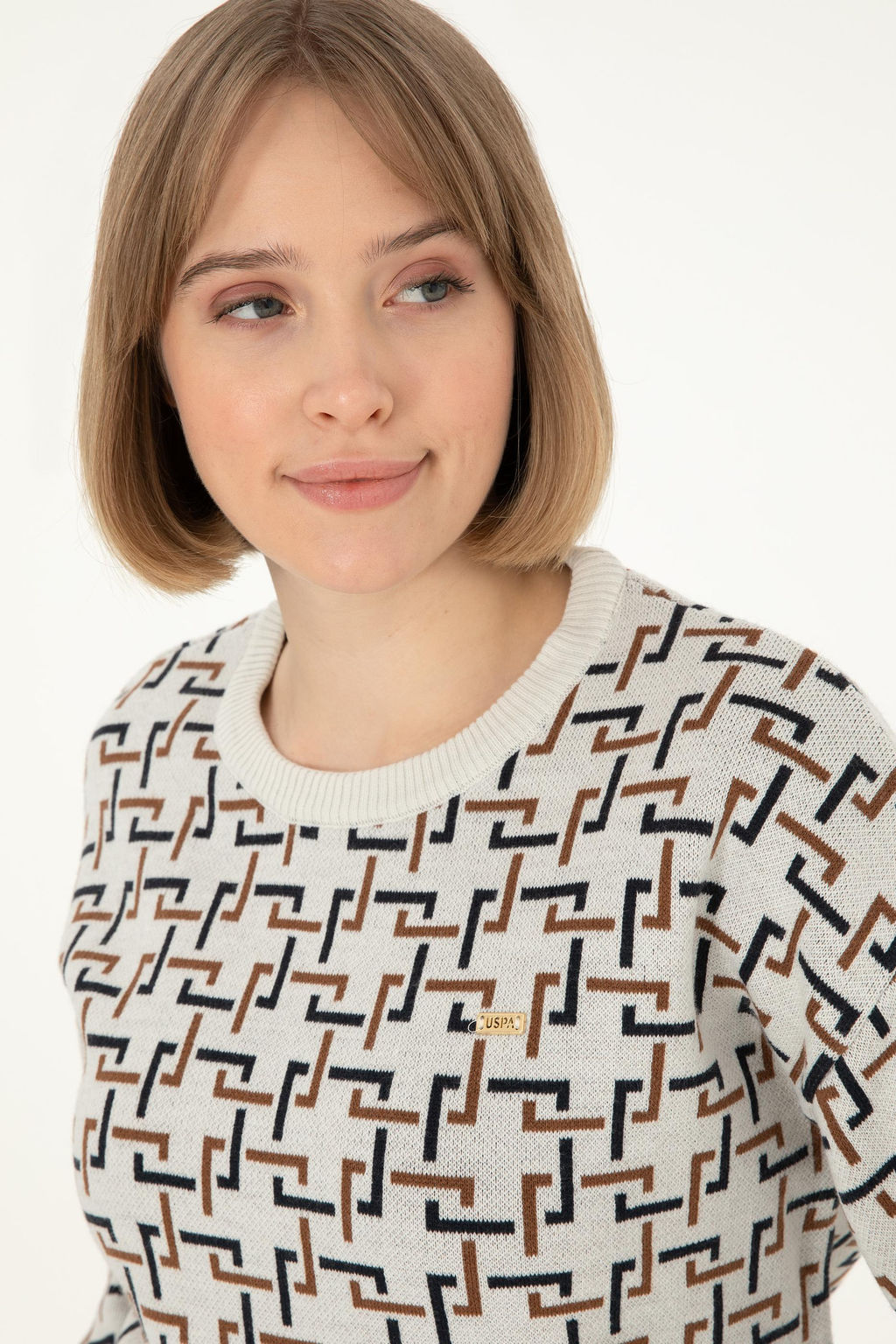 Женский кремовый свитер с круглым вырезом Неожиданная скидка в корзине - U.s. polo assn фото 2